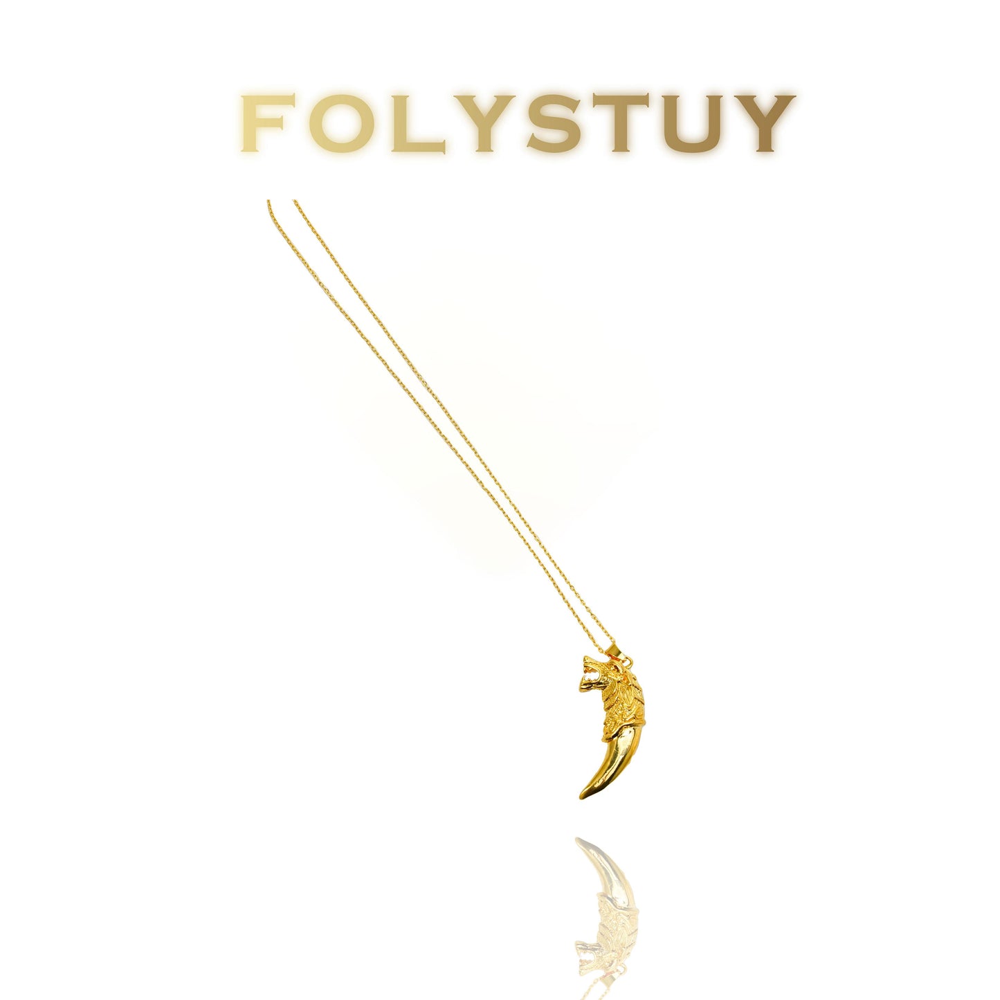 【FOLYSTUY (K136)】24k gold filled Tiger and Wolf Tooth Pendant