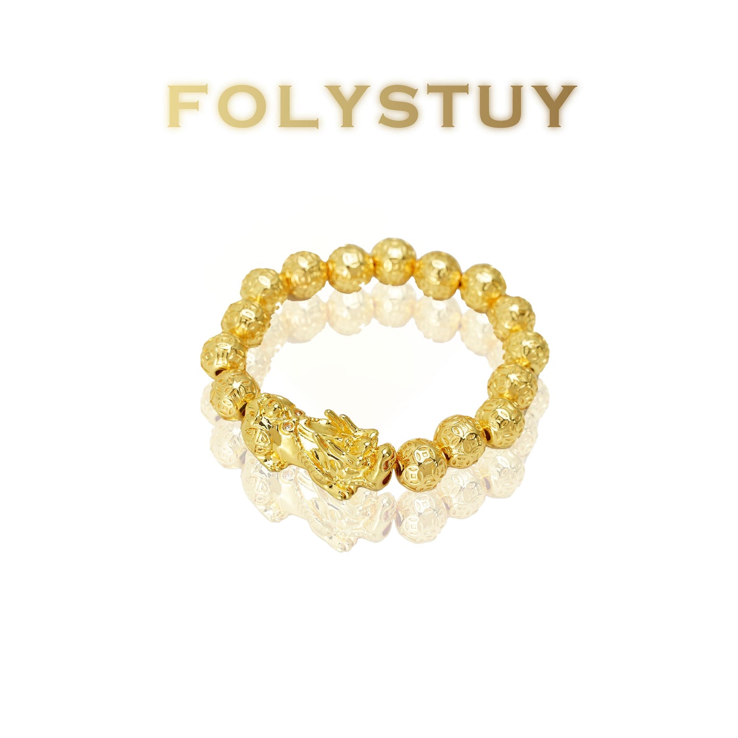 【FOLYSTUY(W178)】24k gold filled PiXiu coin bead bracelet