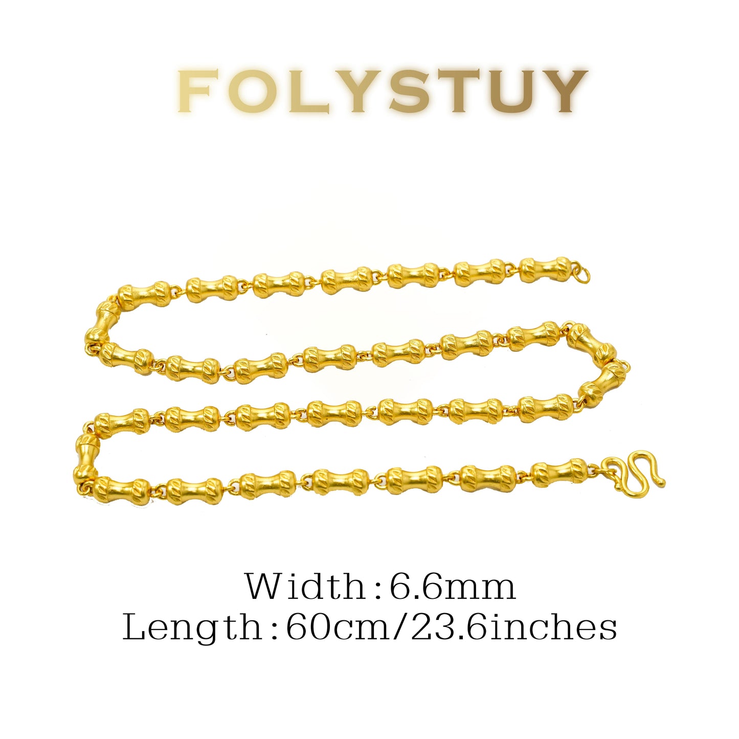 【FOLYSTUY(YNY08)】24k gold filled Bamboo Necklace Hip Hop Necklace