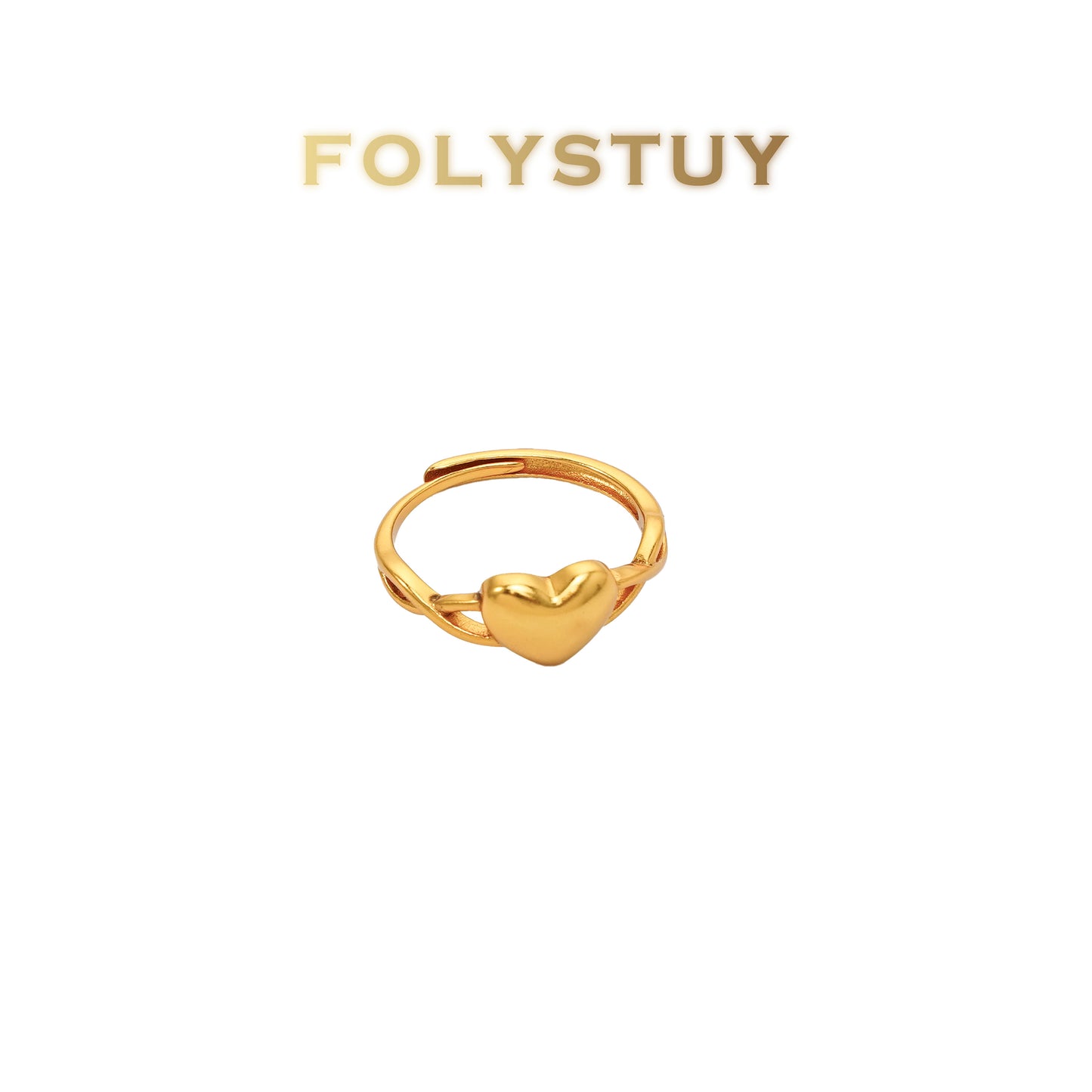 【FOLYSTUY(YNZ57)】24k gold filled Exquisite Heart - Shaped Ring