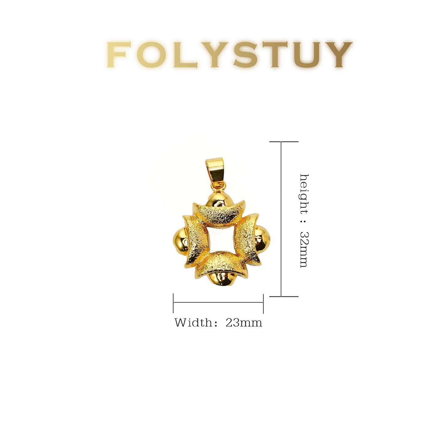 【FOLYSTUY (K138)】24k gold filled Yuanbao Flower Pendant