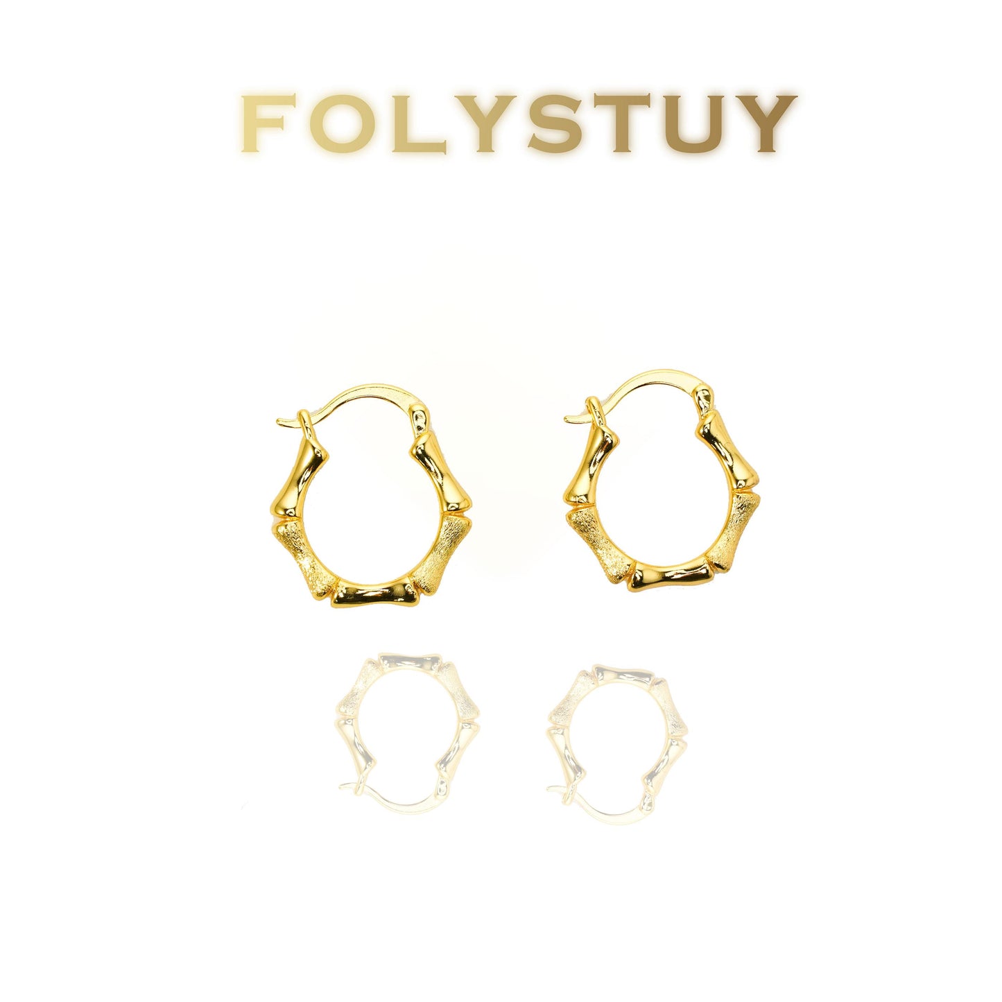 【FOLYSTUY(C45)】24k gold filled Graceful Bamboo Joint Earrings