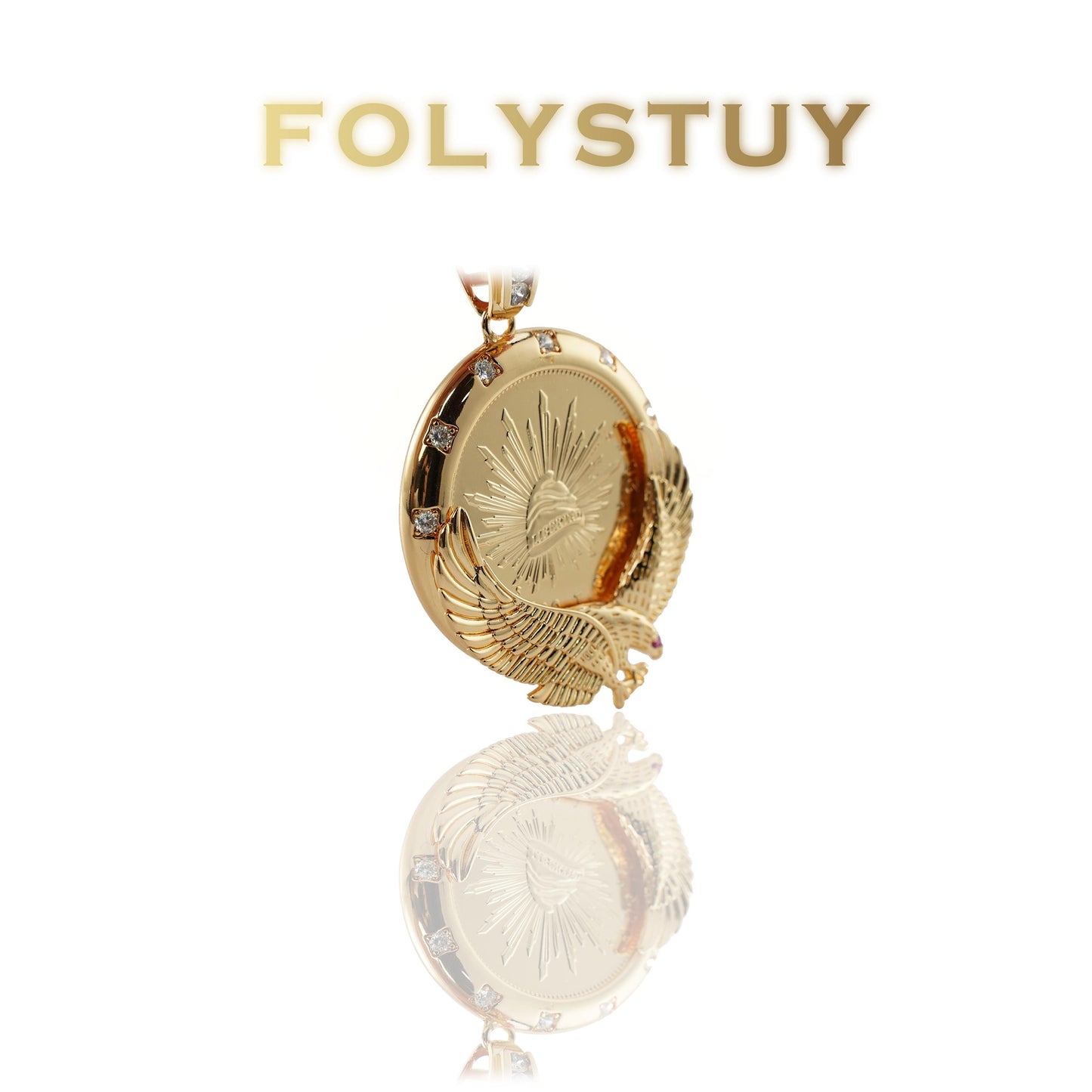 FOLYSTUY(K143) 24k gold filled Eagle's Hold Pendant