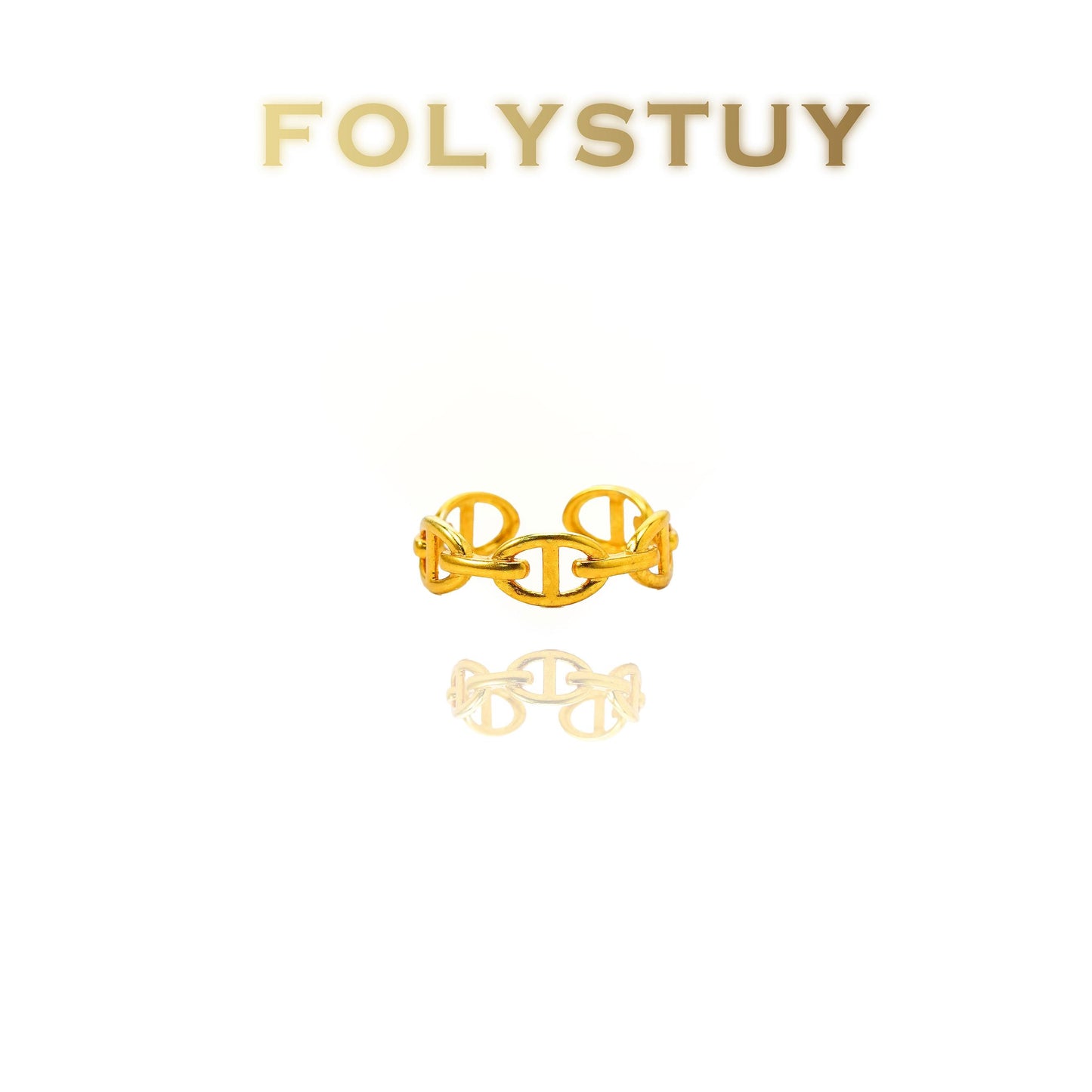 【FOLYSTUY(YNZ39)】24k gold filled Stylish Interlocking - Design Ring by FOLYSTUY