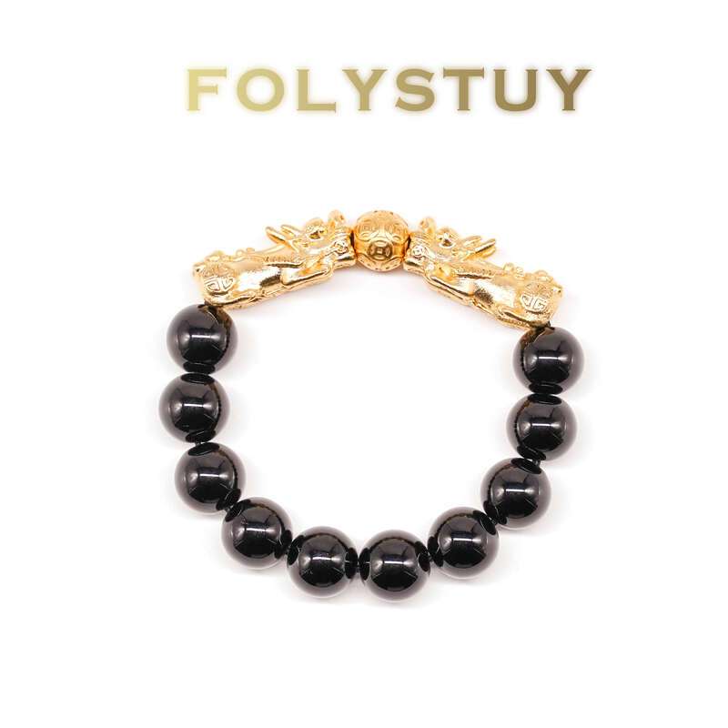 Double Paulownia Black Bead Bracelet NO.W131