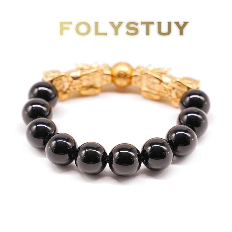 Double Paulownia Black Bead Bracelet NO.W131