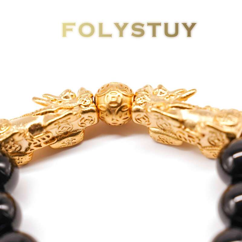 Double Paulownia Black Bead Bracelet NO.W131