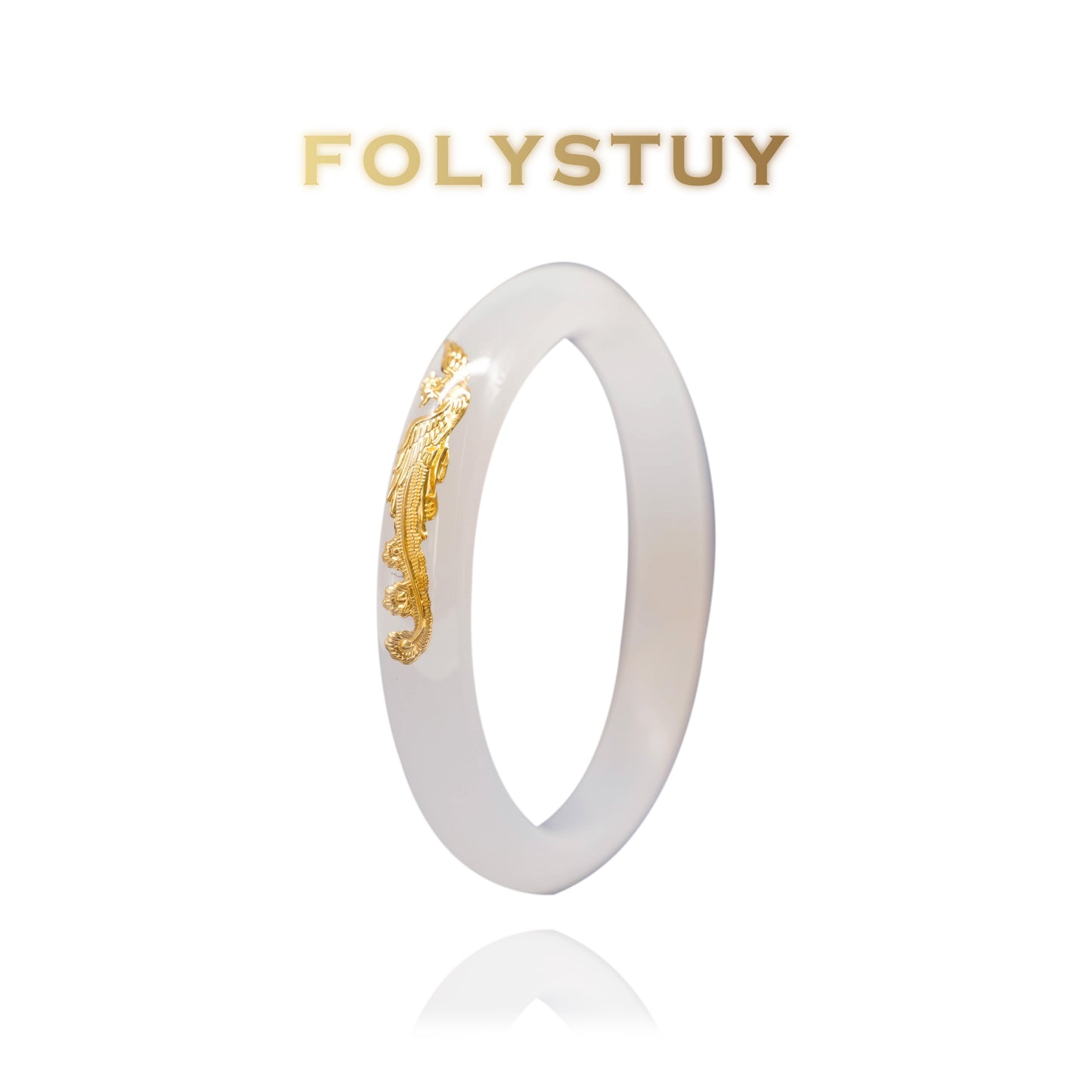 JXY73 Pulsera de dragón y fénix de jade blanco