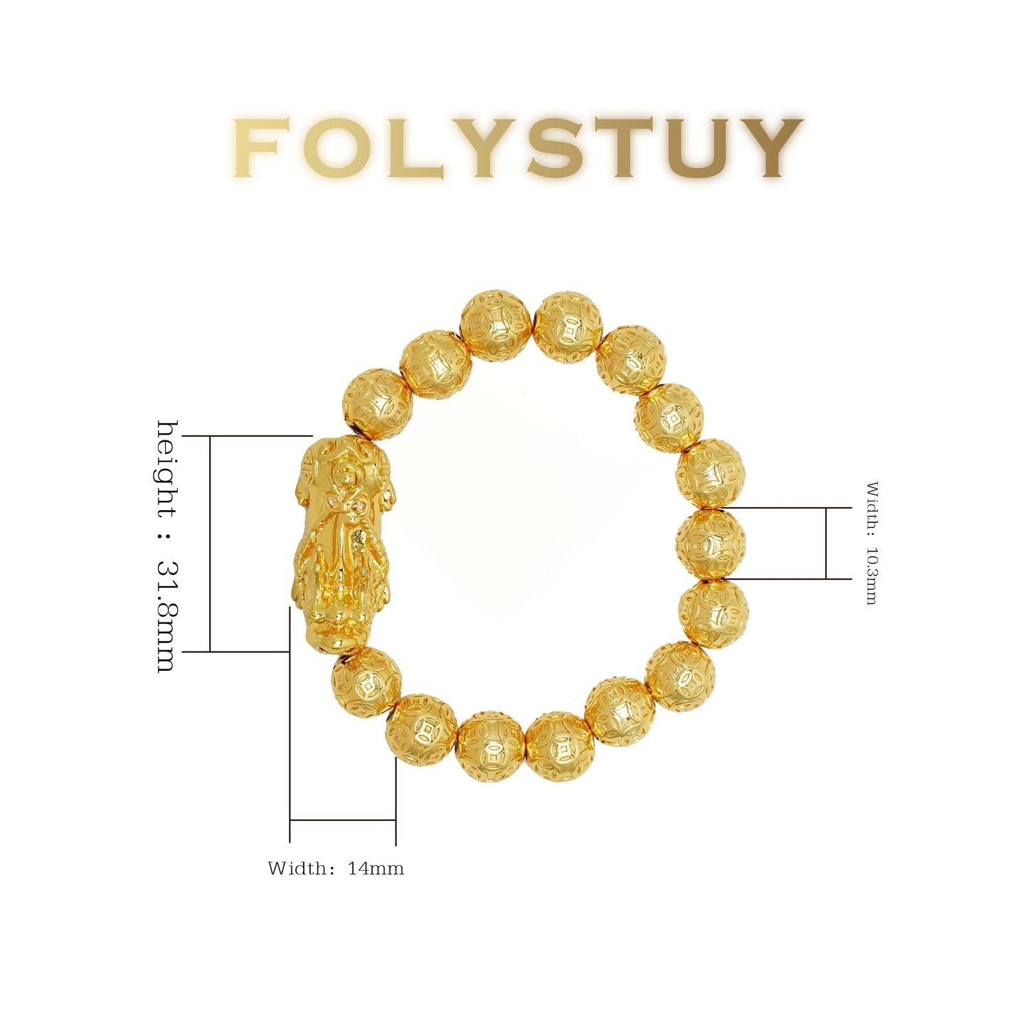 【FOLYSTUY(W178)】24k gold filled PiXiu coin bead bracelet
