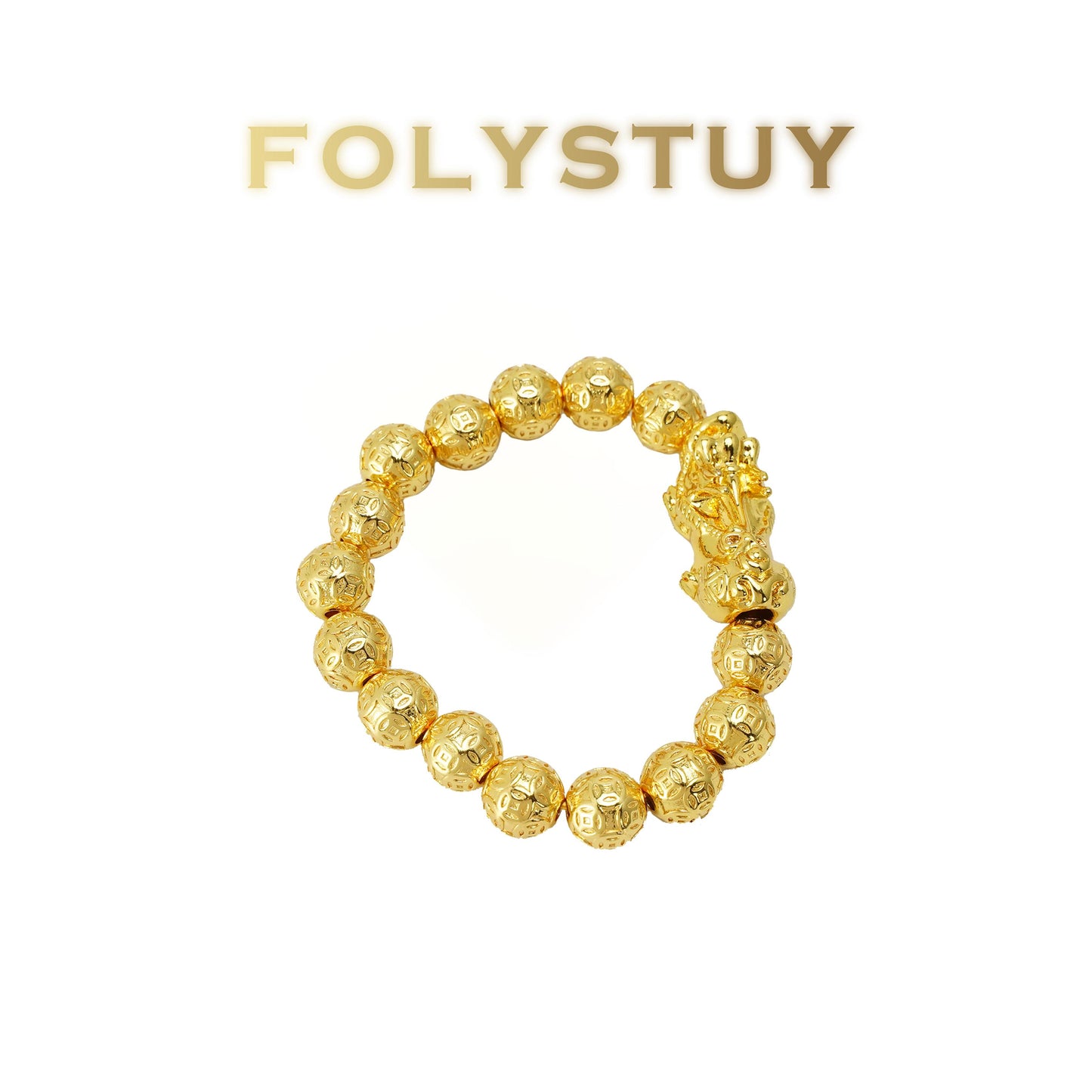 【FOLYSTUY(W178)】24k gold filled PiXiu coin bead bracelet