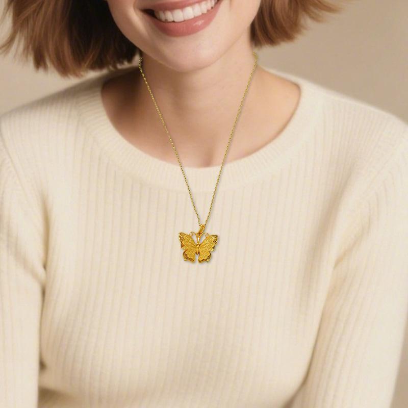 【FOLYSTUY(K140)】24k gold filled Gorgeous Butterfly Hollow-Out Pendant