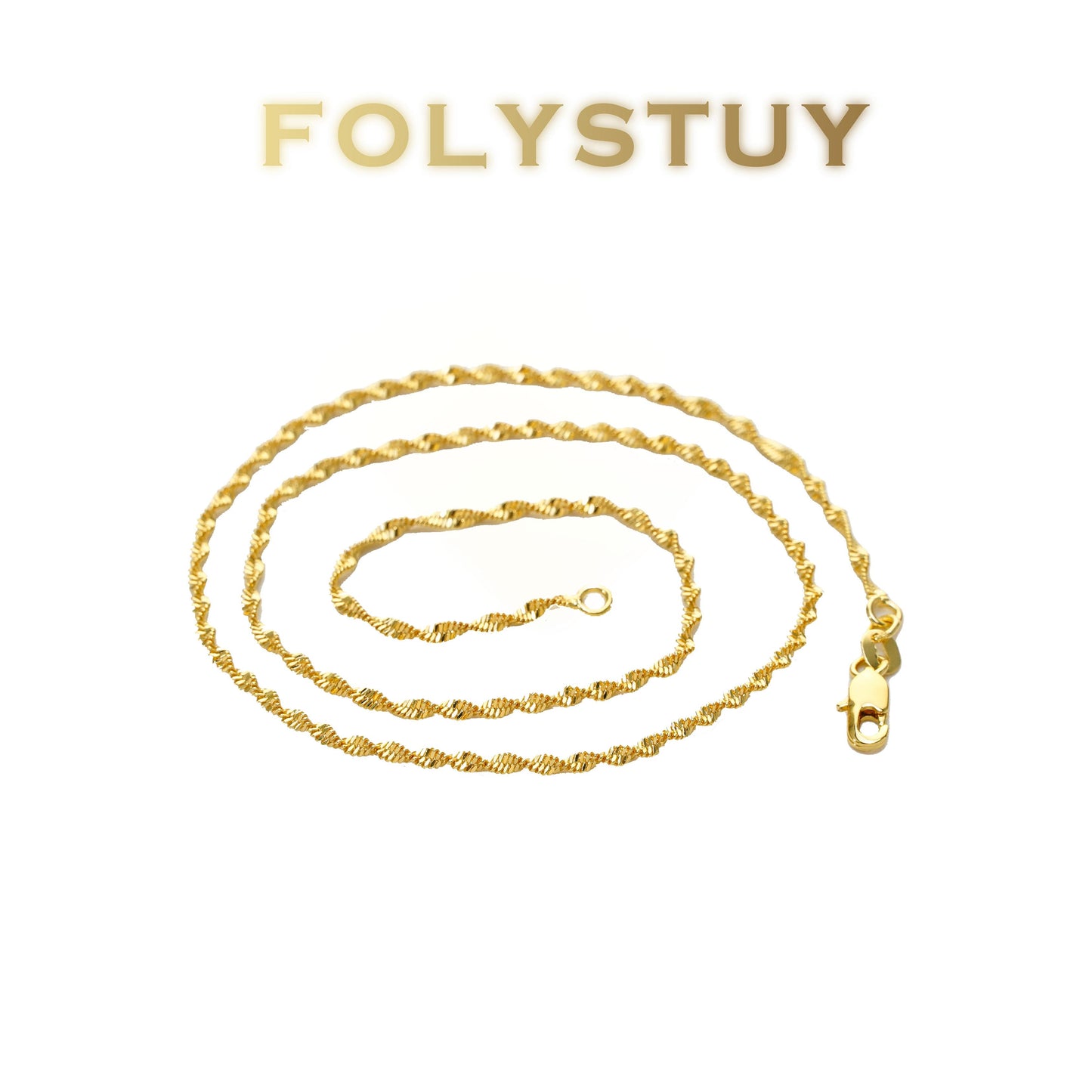 【FOLYSTUY(Y140)】 24k gold filled Rippling Waterwave Necklace
