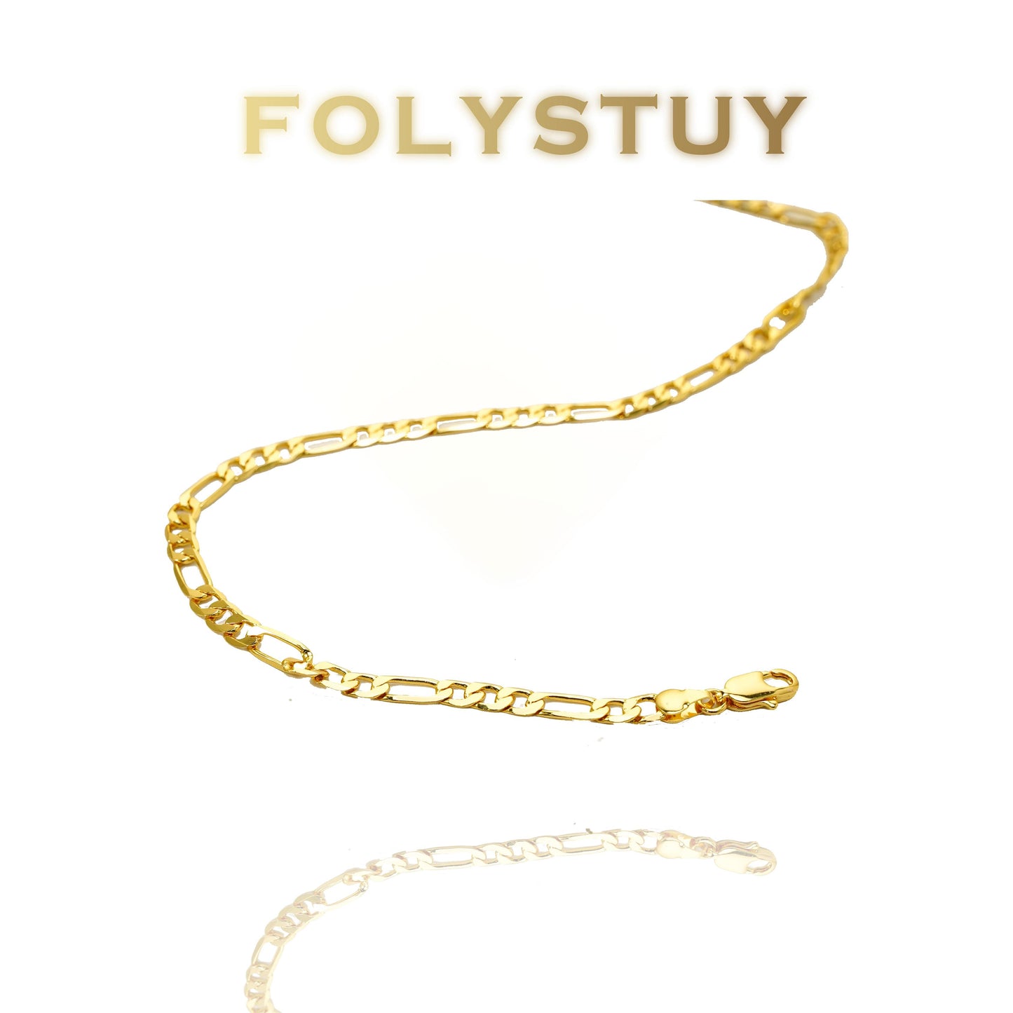 【FOLYSTUY (Y127)】24k gold filled Figaro Necklace
