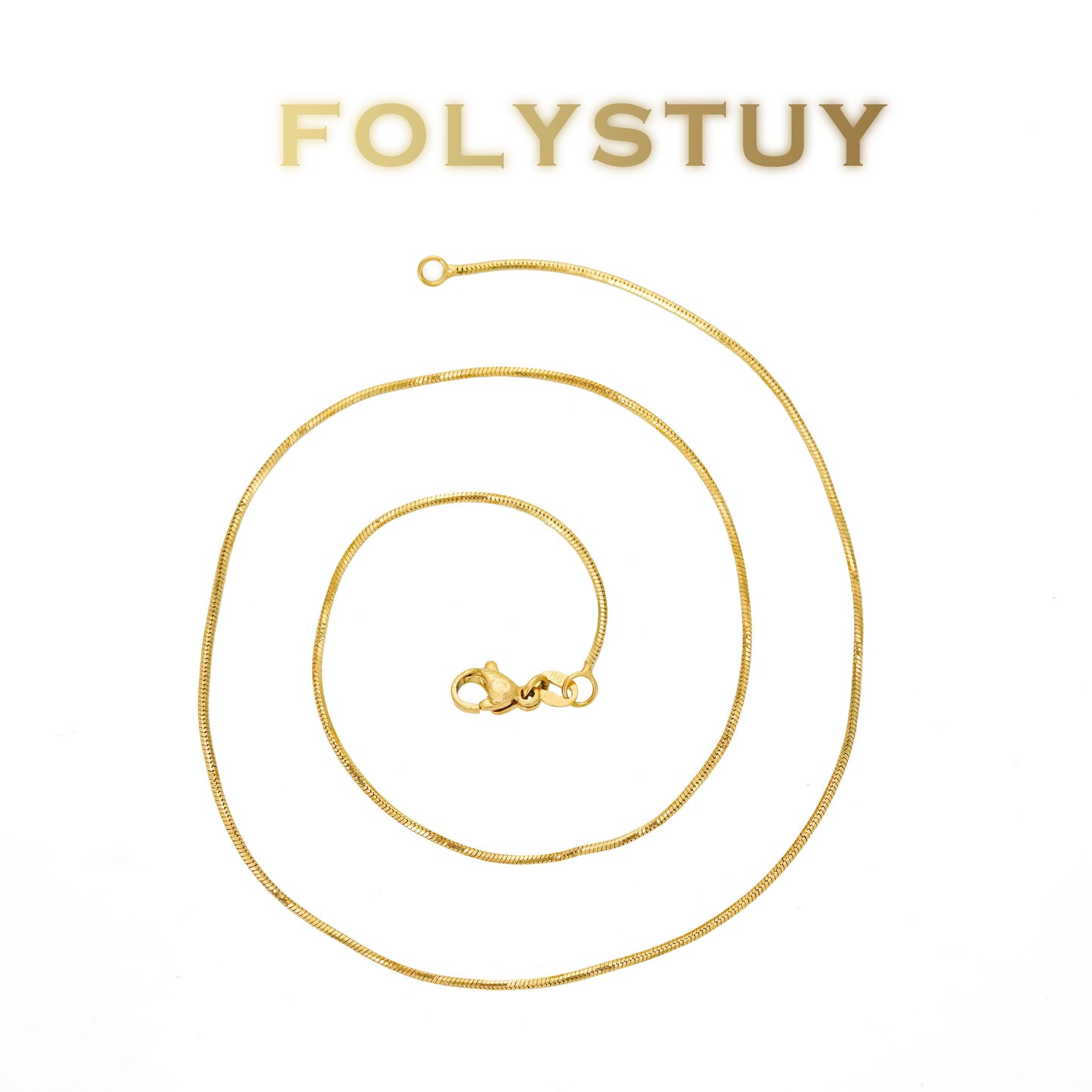 【FOLYSTUY (Y145)】24k gold filled Snake Bone Chain Link Herrings Necklace