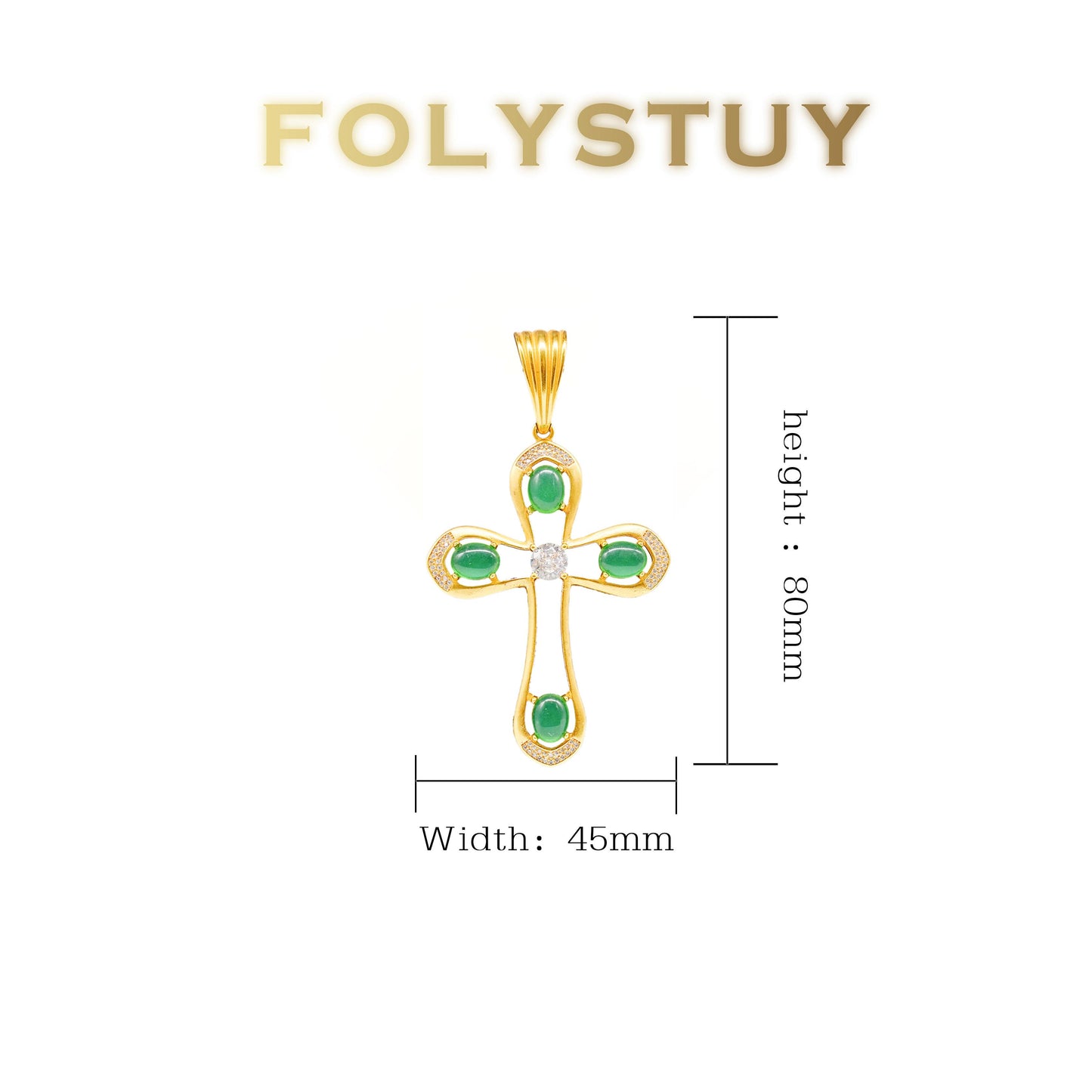 FOLYSTUY(YNK07) 24k gold filled 80mm with 45mm cross pendent