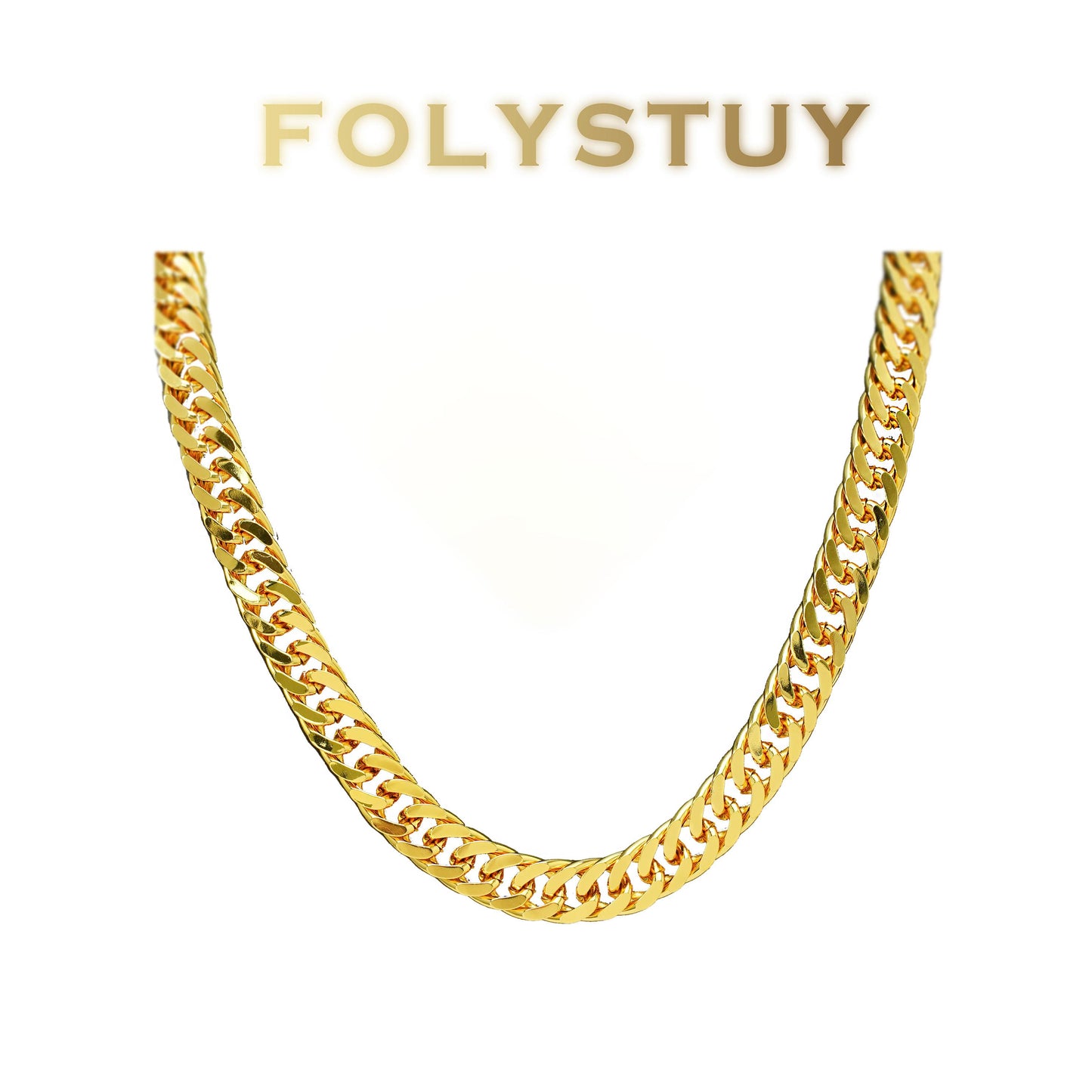 【FOLYSTUY (Y129)】24k gold filled Cuban Chain Necklace
