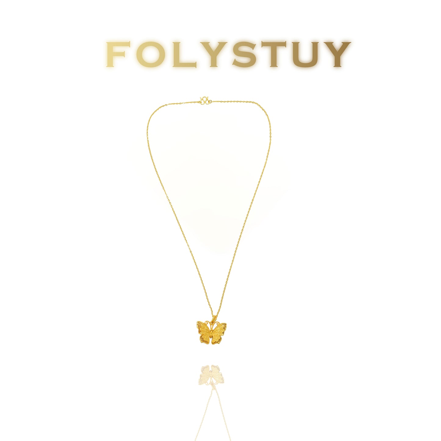 【FOLYSTUY(K140)】24k gold filled Gorgeous Butterfly Hollow-Out Pendant