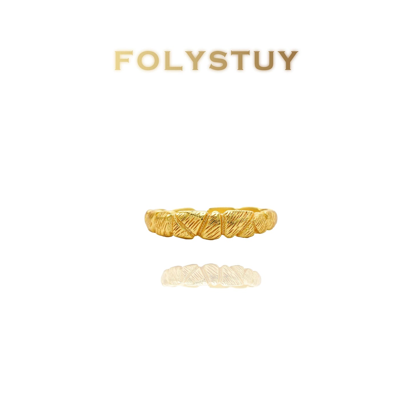 【FOLYSTUY(YNZ46)】24k gold filled Exquisite Artistic Pulled Flower Ring