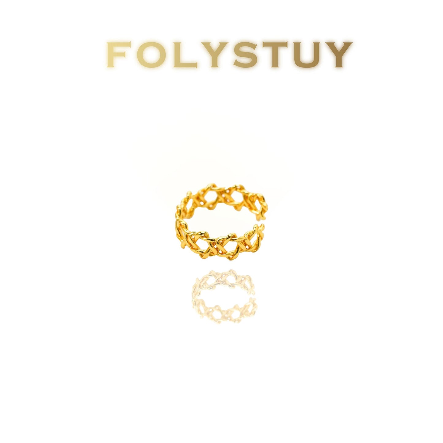 【FOLYSTUY(YNZ40)】24k gold filled Gorgeous Hexagram Star Ring