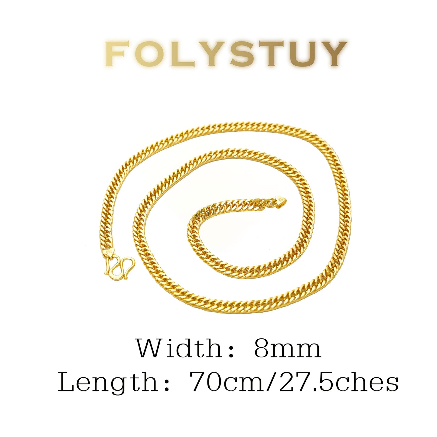 【FOLYSTUY (Y132)】24k gold filled Cuban Chain Necklace