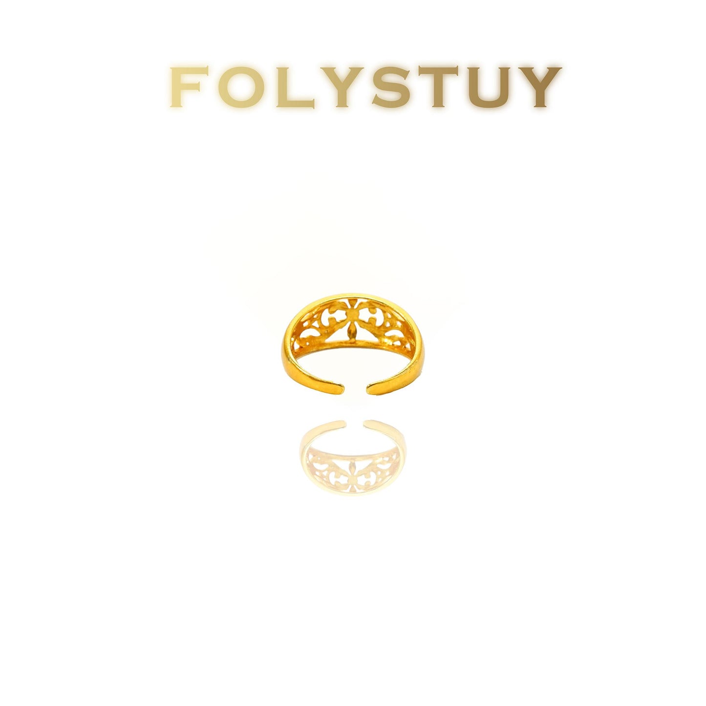 【FOLYSTUY(YNZ41)】24k gold filled Exquisite Floral - Patterned Ring by FOLYSTUY