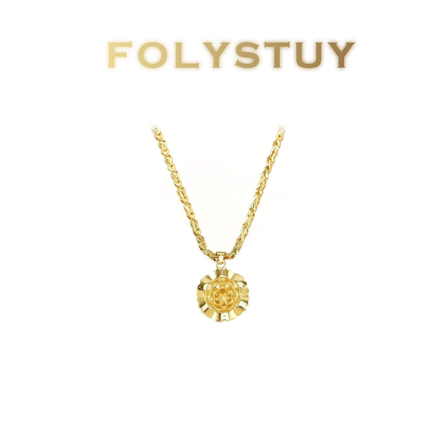 【FOLYSTUY(Y153)】24k gold filled Charming Sunflower Pendant Rabbit Necklace
