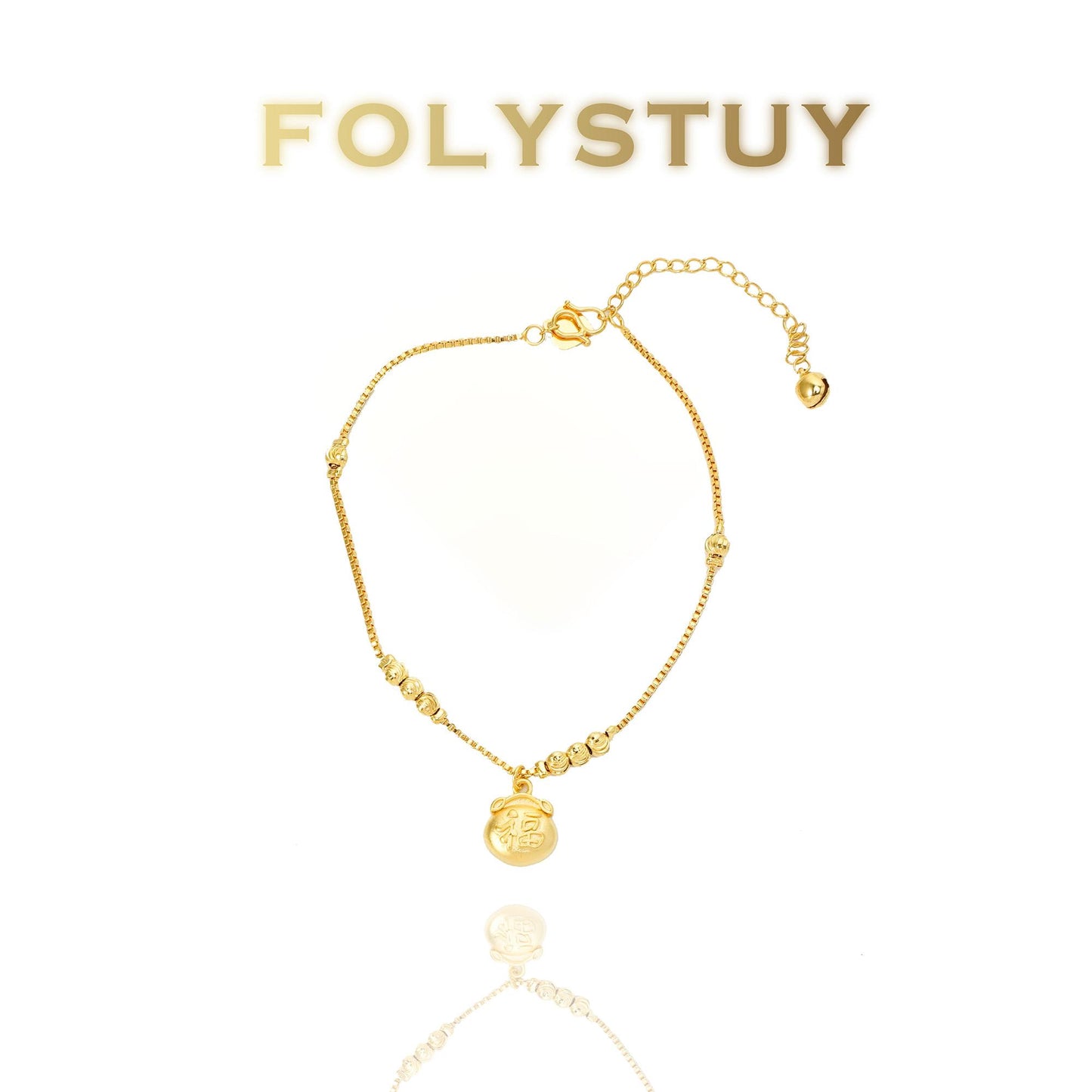 【FOLYSTUY(W47)】24k gold filled Lucky Fortune Bag Anklet