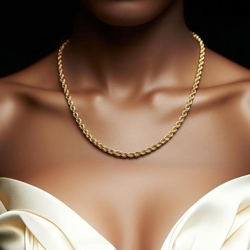 【FOLYSTUY (Y111)】24k gold filled Chunky Rope Chain Link Necklace