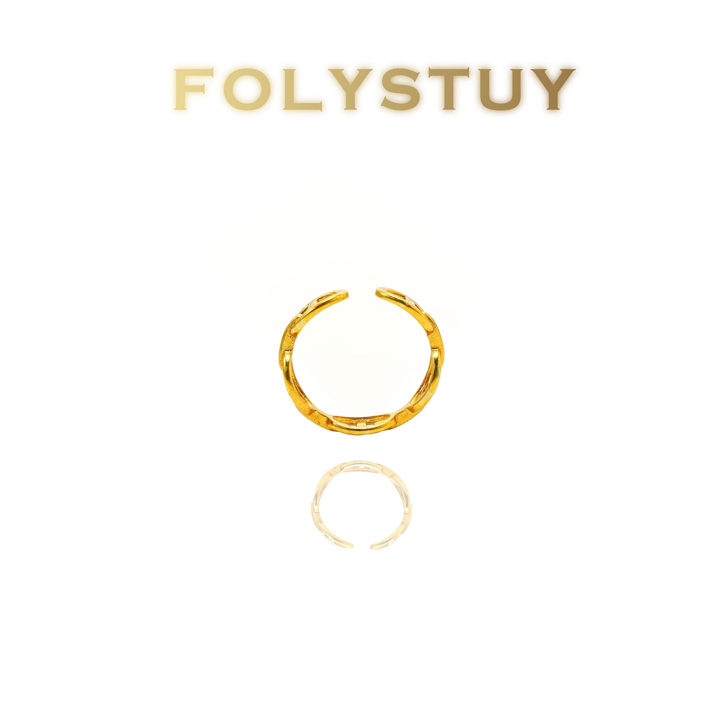 【FOLYSTUY(YNZ39)】24k gold filled Stylish Interlocking - Design Ring by FOLYSTUY