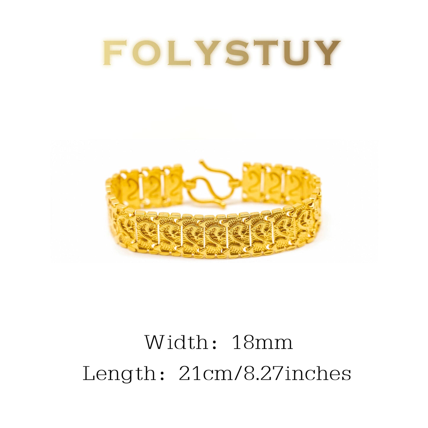 【FOLYSTUY (YNW04)】24k gold filled Dragon Watch Strap Bracelet
