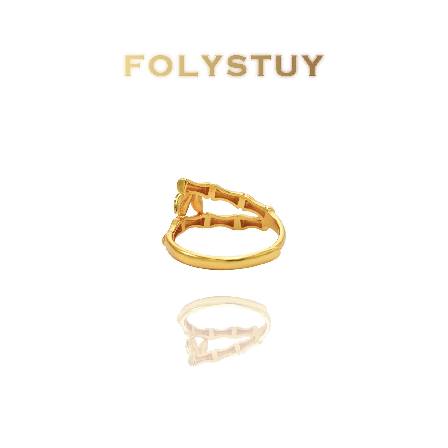 【FOLYSTUY(YNZ56)】24k gold filled Elegant Bamboo - Inspired Ring