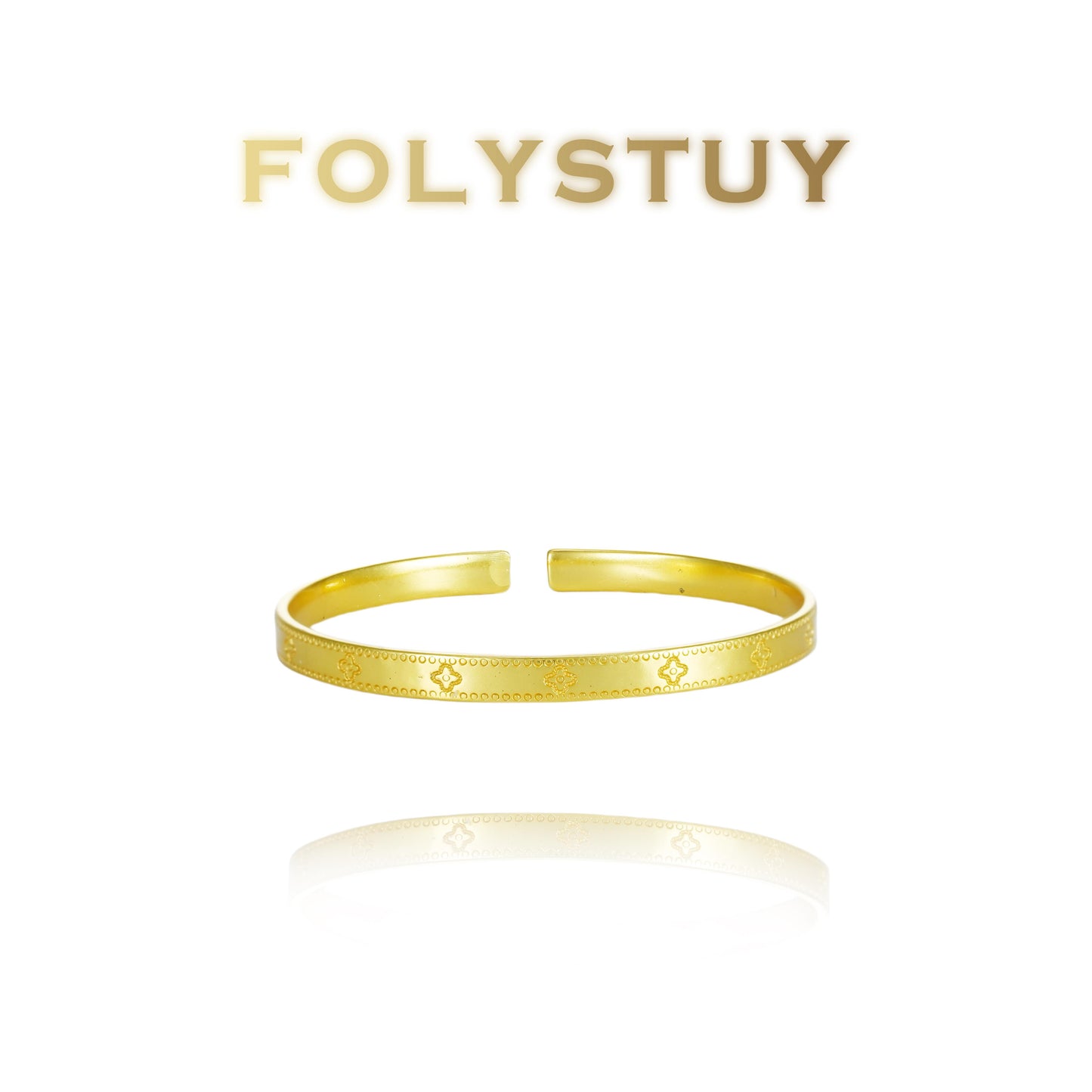 【FOLYSTUY (YNT06)】24k gold filled 4-Clover Bangle