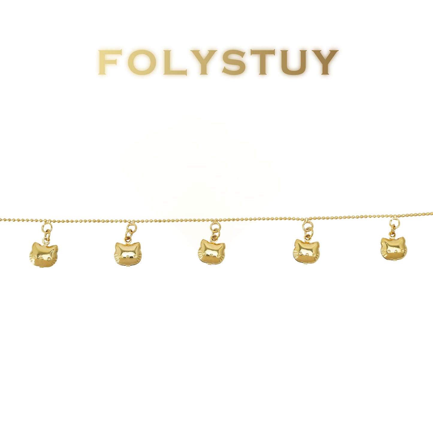 【FOLYSTUY(W177)】24k gold filled Beads cute cat ankle chain (can be used as a bracelet)