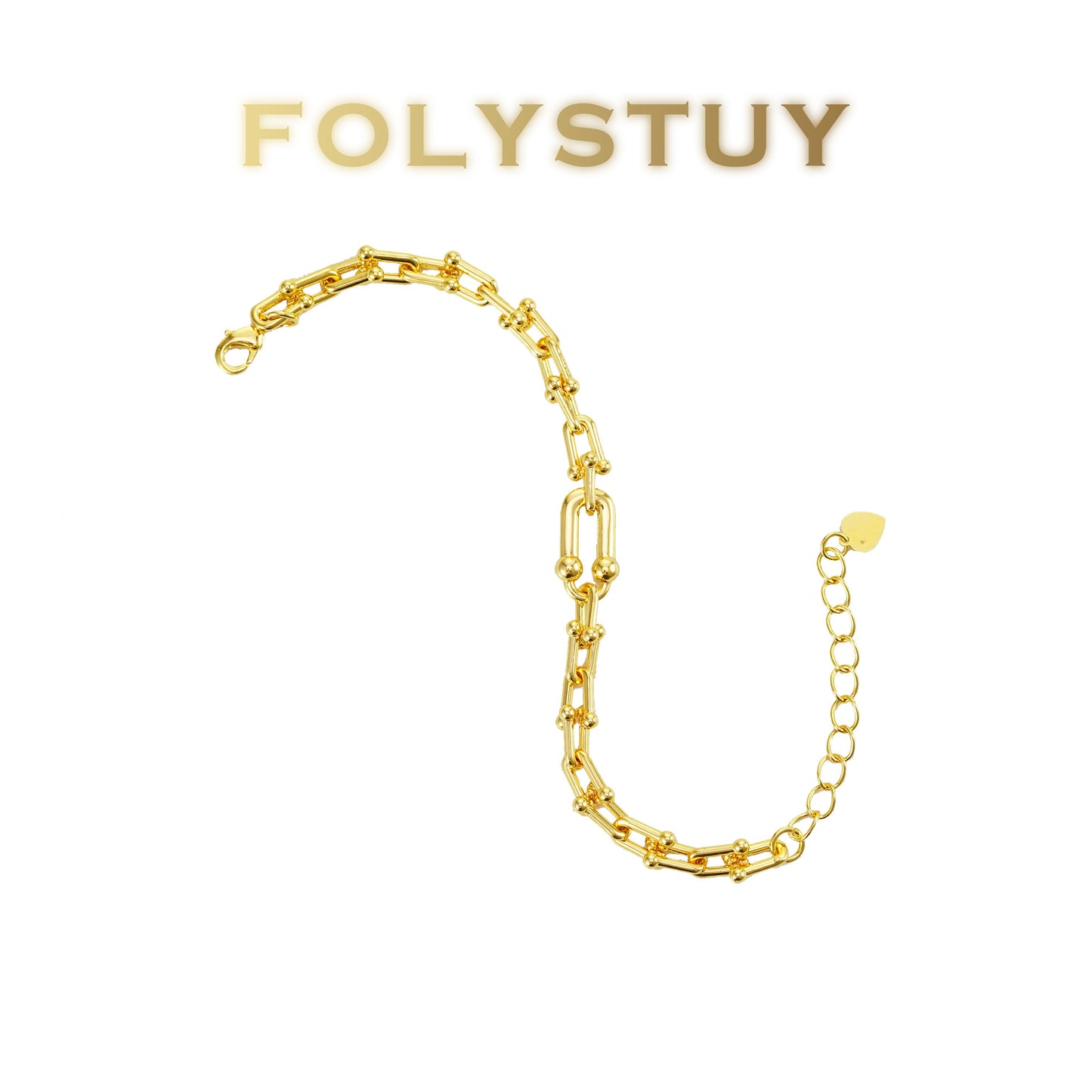 【FOLYSTUY (W153)】24k gold filled Paperclip Bracelet