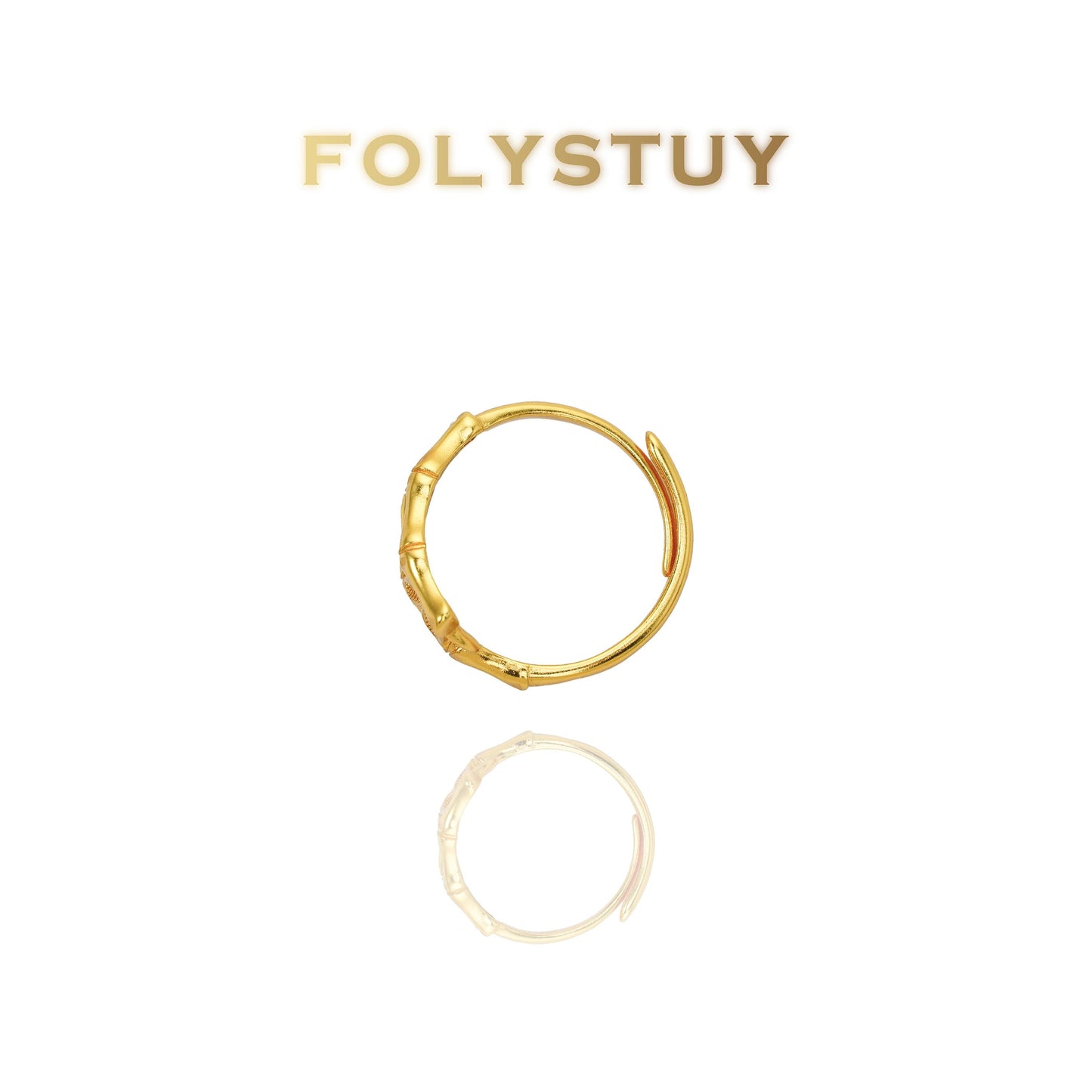 【FOLYSTUY(YNZ56)】24k gold filled Elegant Bamboo - Inspired Ring