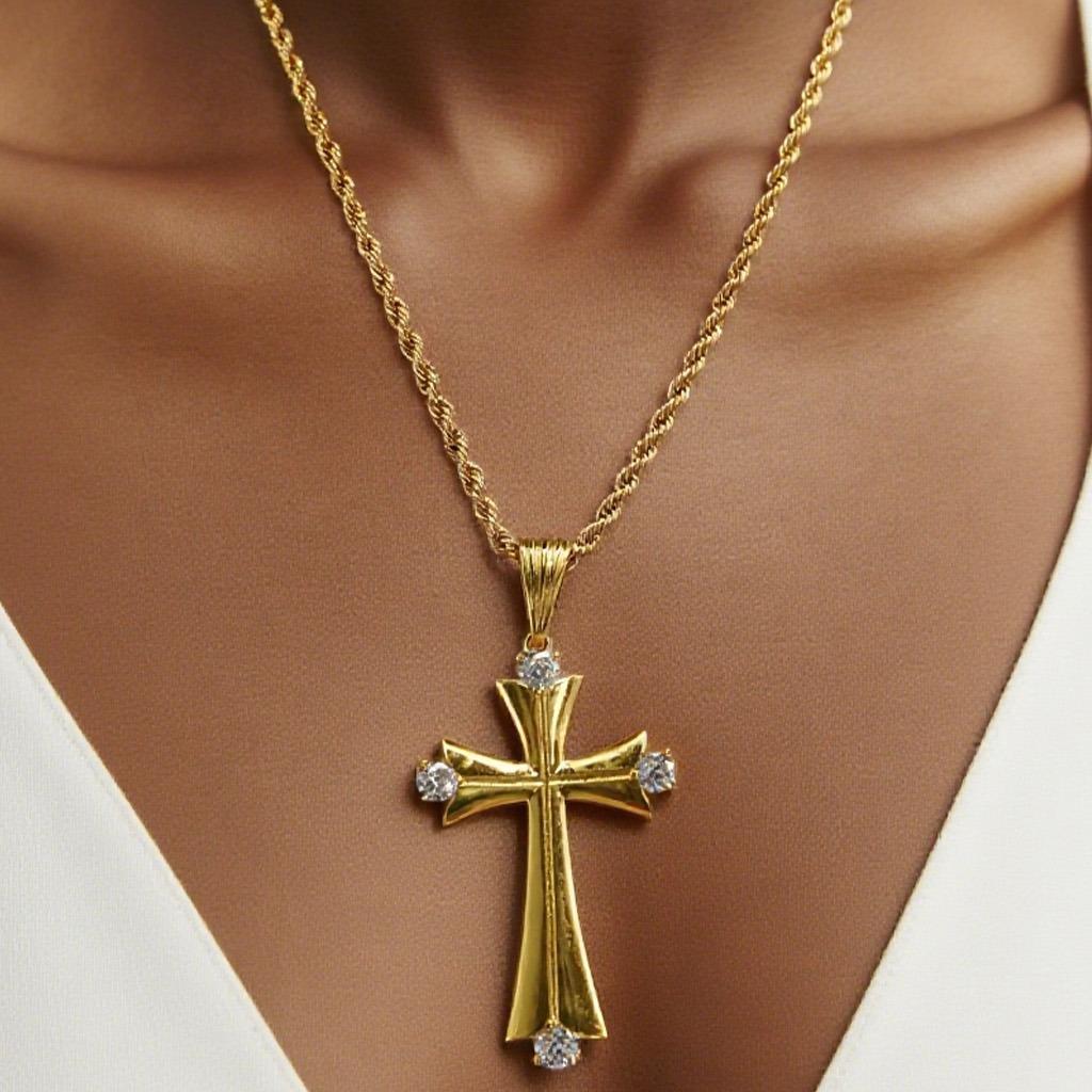 FOLYSTUY(YNK09) 24k gold filled Cross Pendant