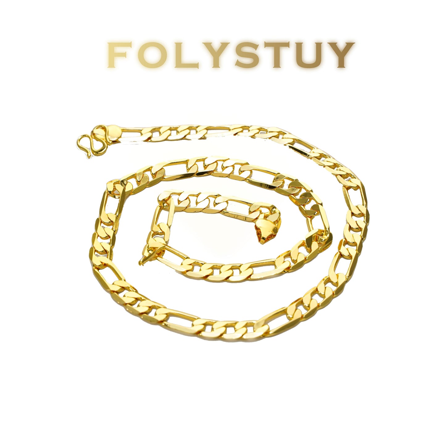 【FOLYSTUY (Y143)】24k gold filled Figaro Necklace
