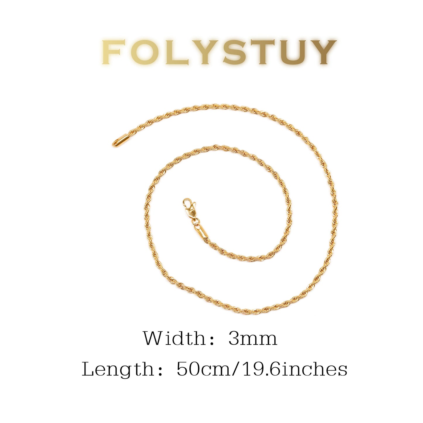 【FOLYSTUY (Y111)】24k gold filled Chunky Rope Chain Link Necklace