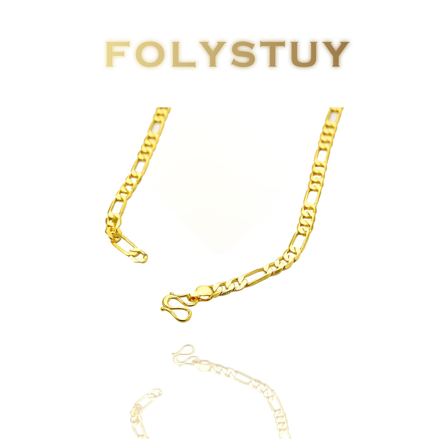 【FOLYSTUY (Y128)】24k gold filled Figaro Necklace