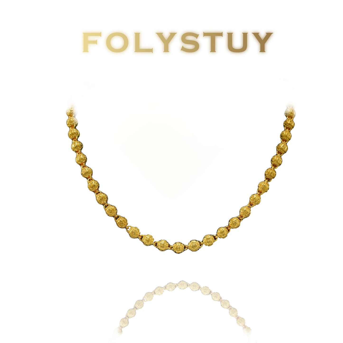 【FOLYSTUY(YNY09)】24k gold filled Bead Necklace Hip Hop Necklace