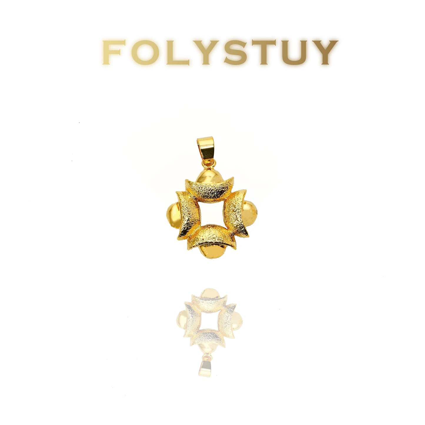 【FOLYSTUY (K138)】24k gold filled Yuanbao Flower Pendant