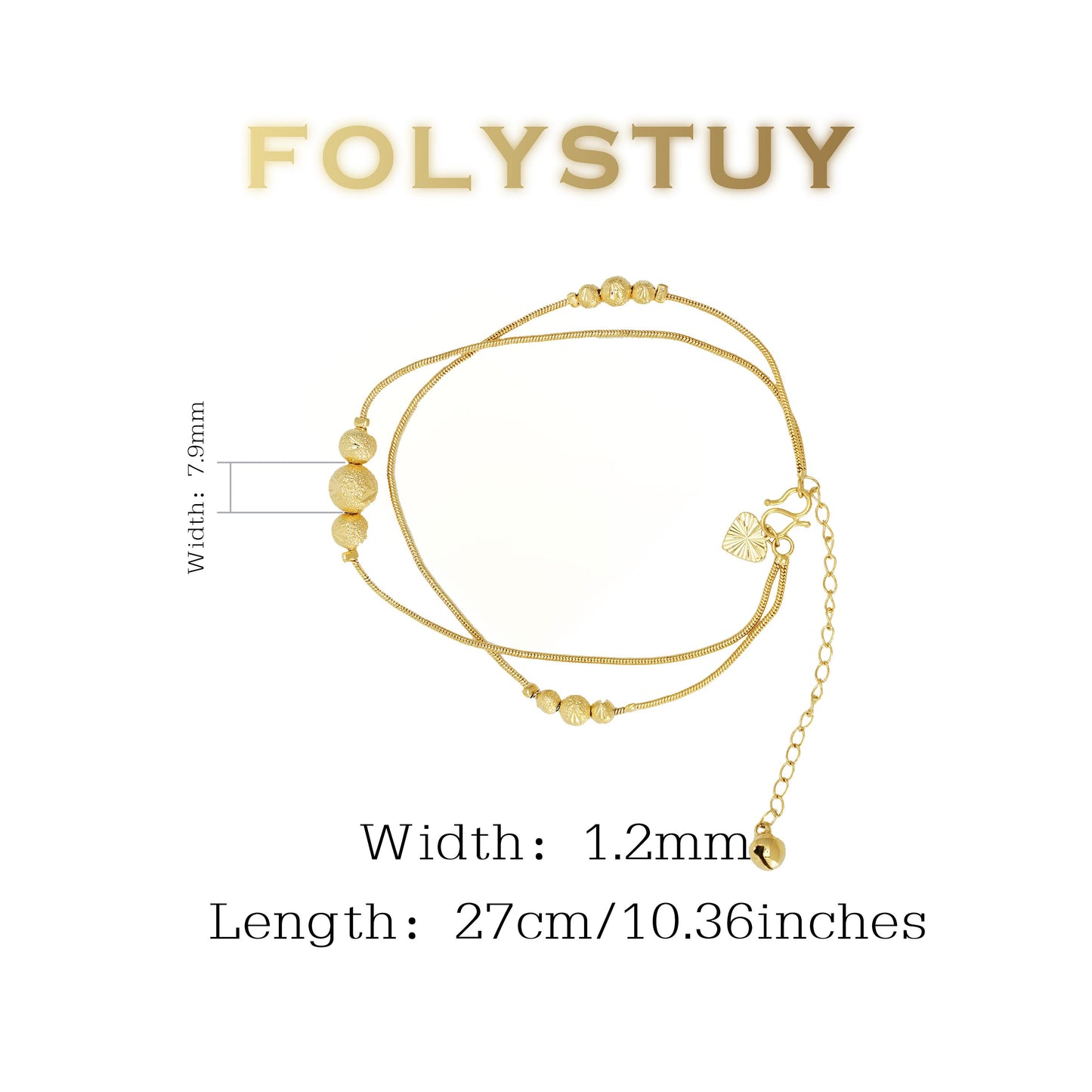 【FOLYSTUY(W176)】24k gold filled Snake bone + bead double-layer anklet (can be used as a bracelet)