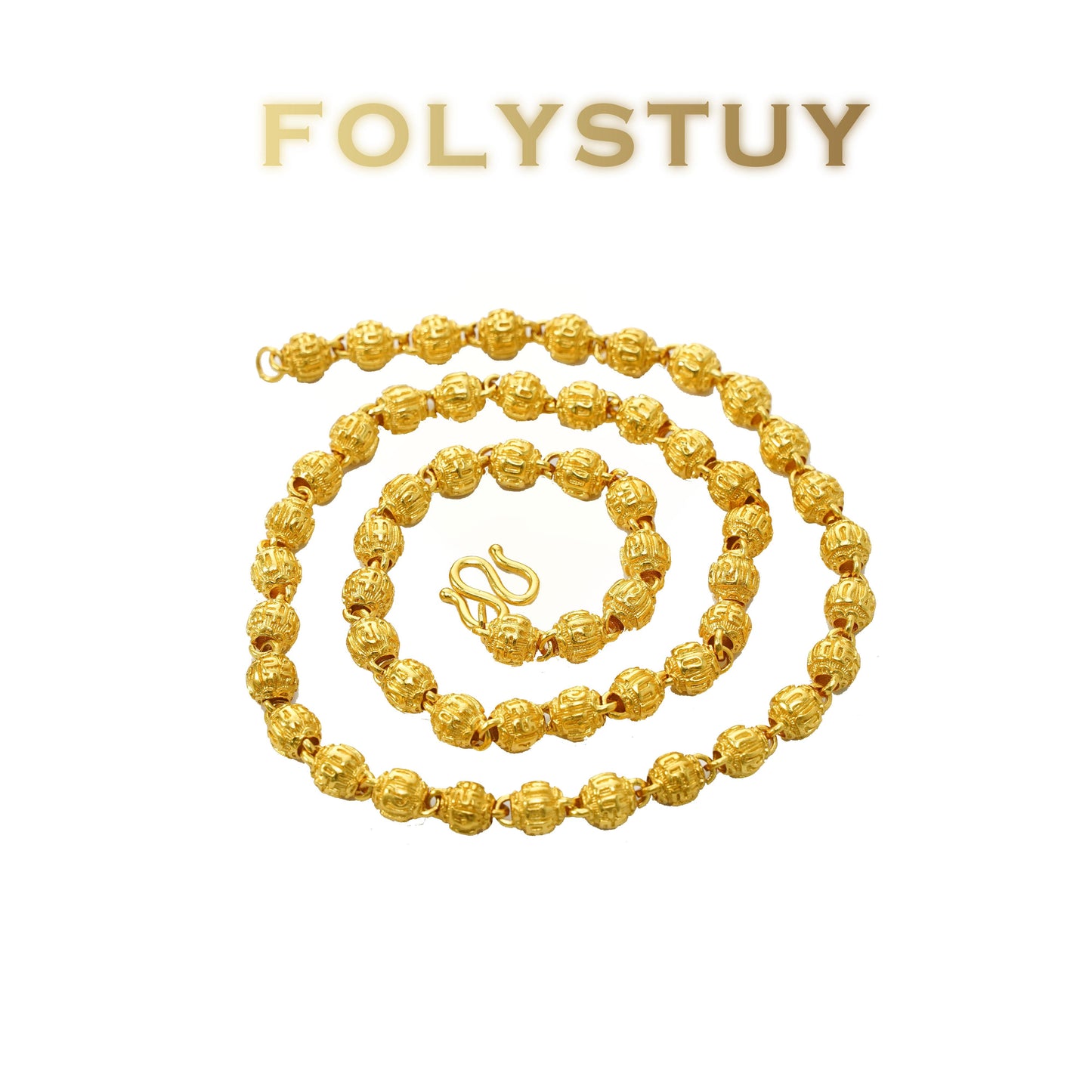 【FOLYSTUY(YNY09)】24k gold filled Bead Necklace Hip Hop Necklace