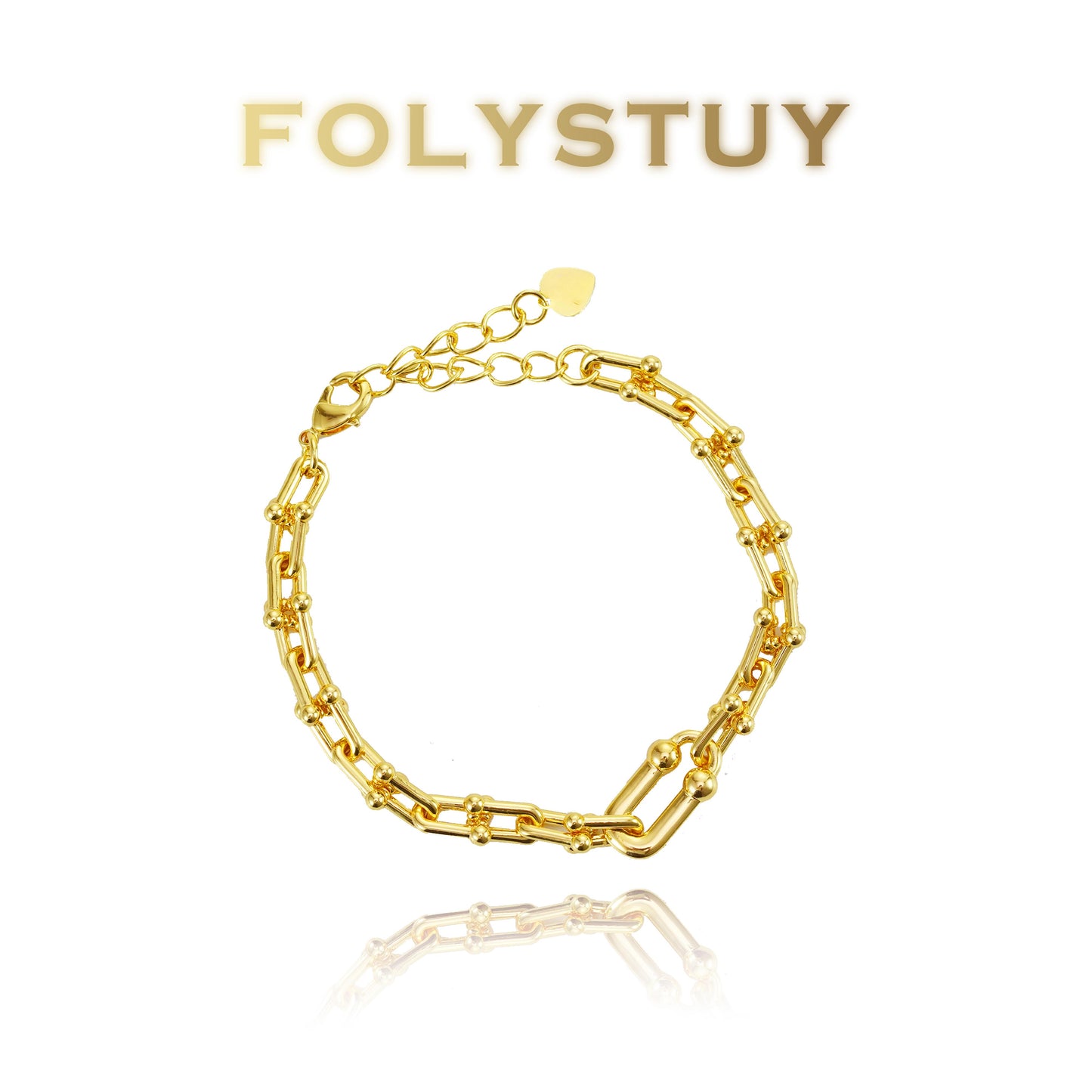 【FOLYSTUY (W153)】24k gold filled Paperclip Bracelet