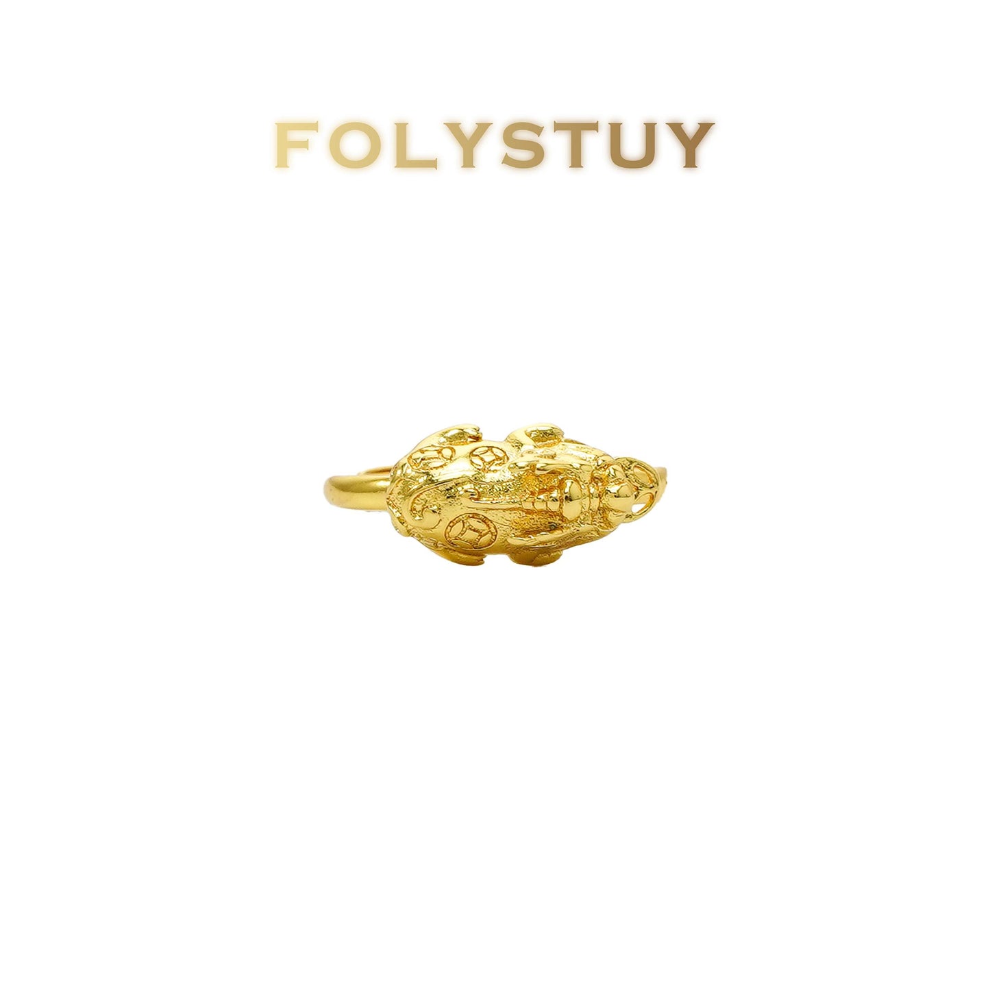 【FOLYSTUY(YNZ53)】24k gold filled Exquisite Coin & Pixiu Ring