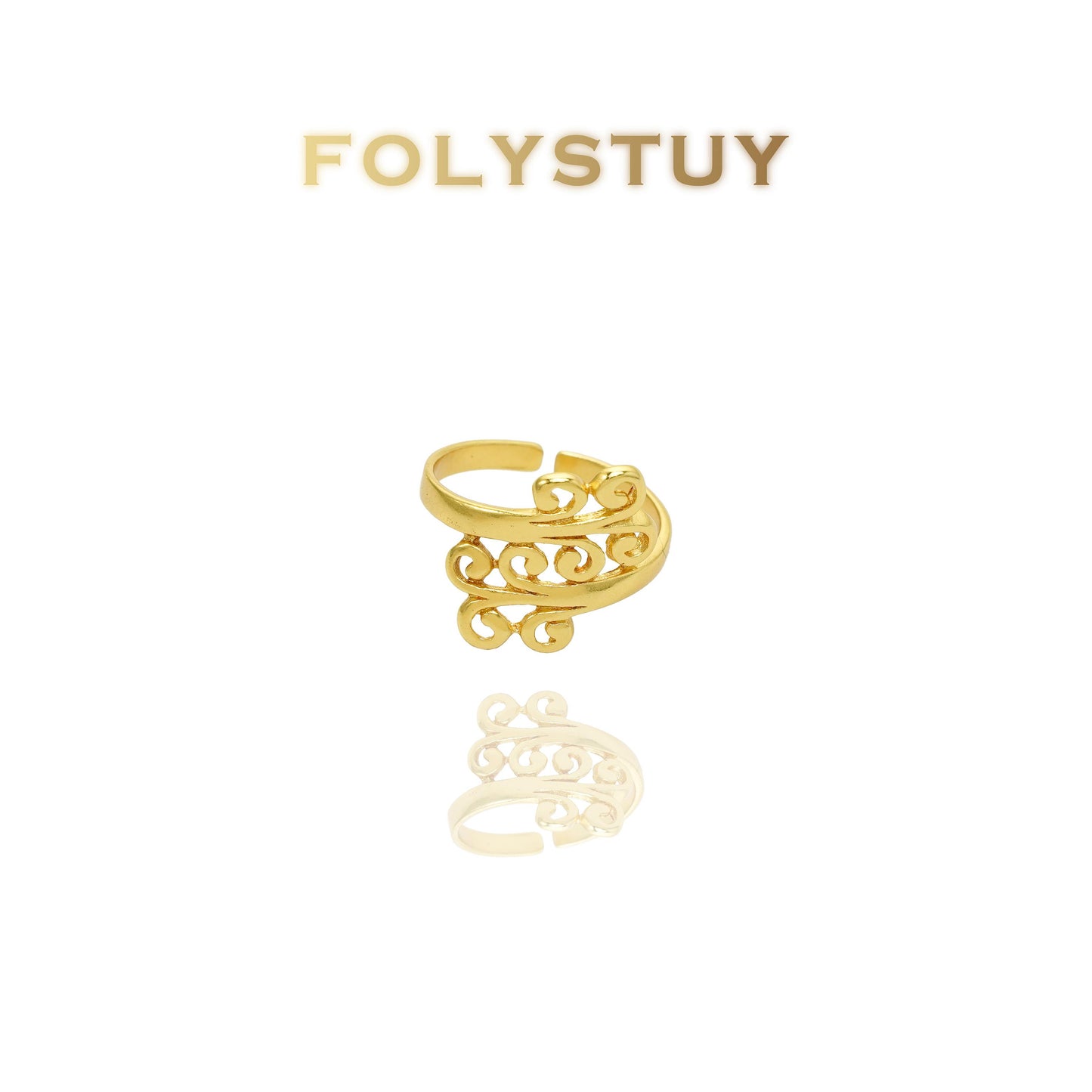 【FOLYSTUY(YNZ44)】24k gold filled Romantic Flower Ring