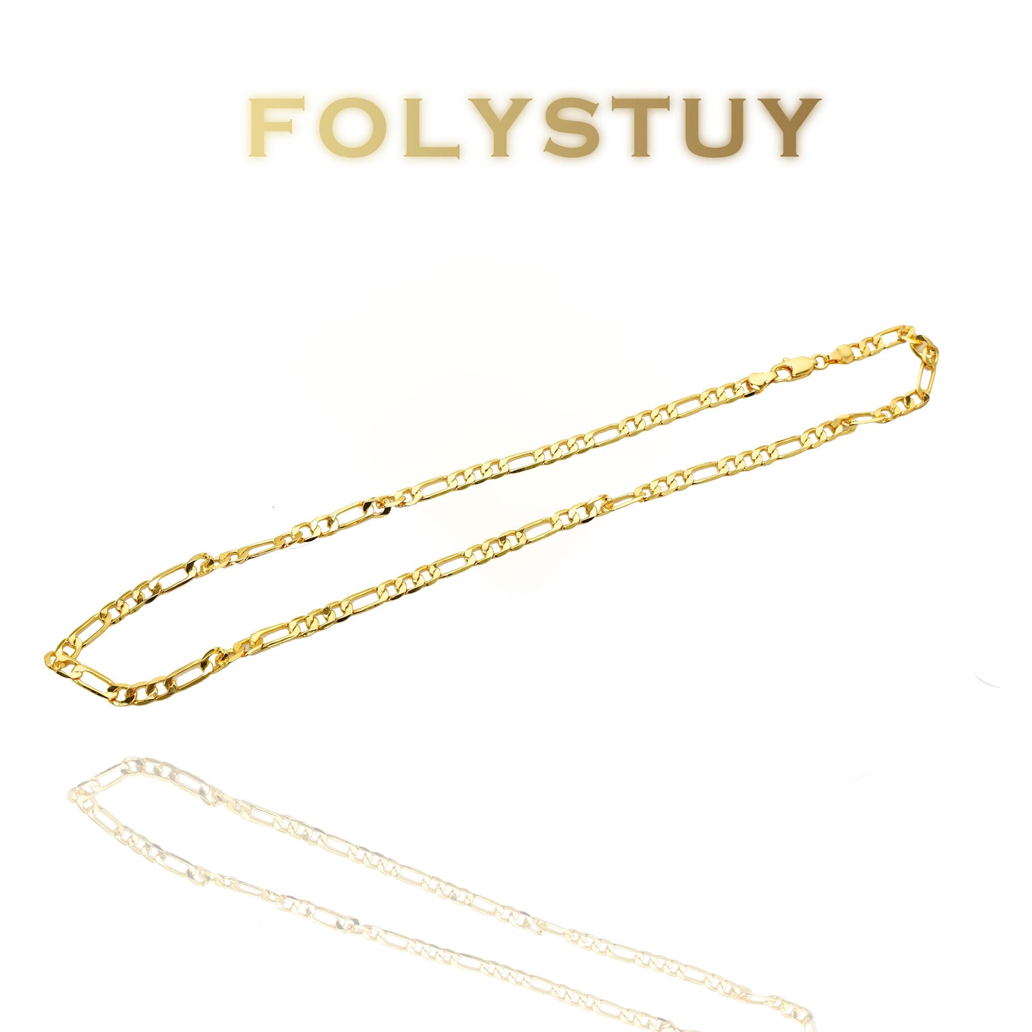 【FOLYSTUY (Y127)】24k gold filled Figaro Necklace