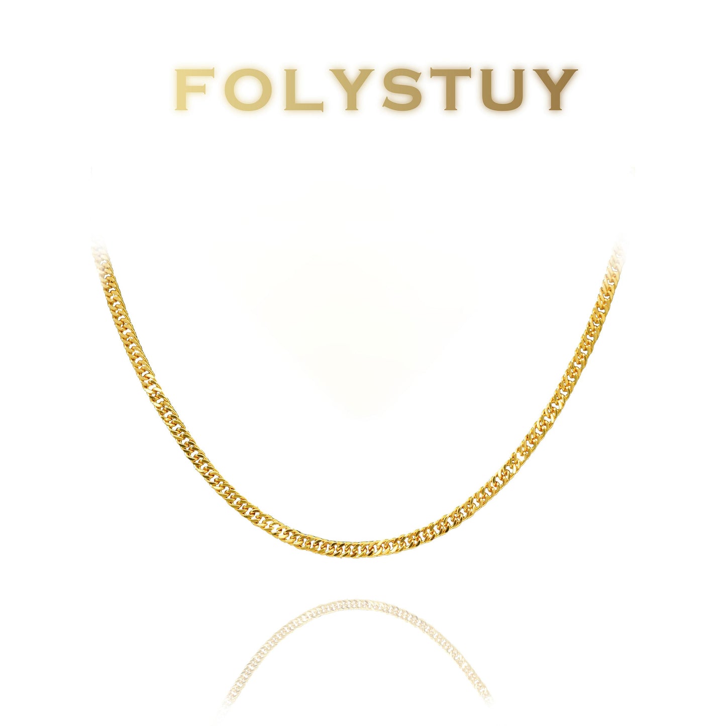【FOLYSTUY (Y134)】24k gold filled Cuban Chain Necklace