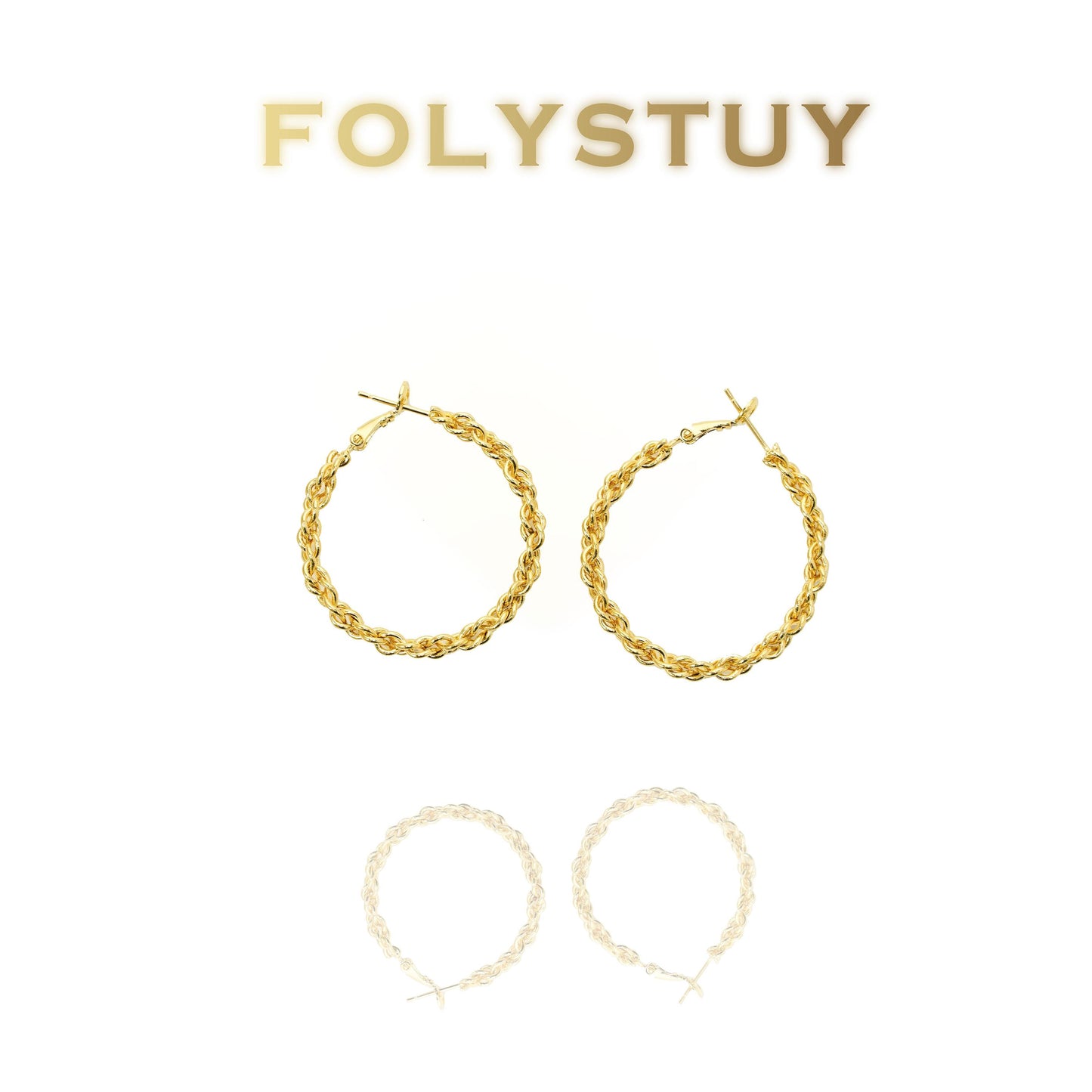 【FOLYSTUY (C72)】24k gold filled Rope Earrings