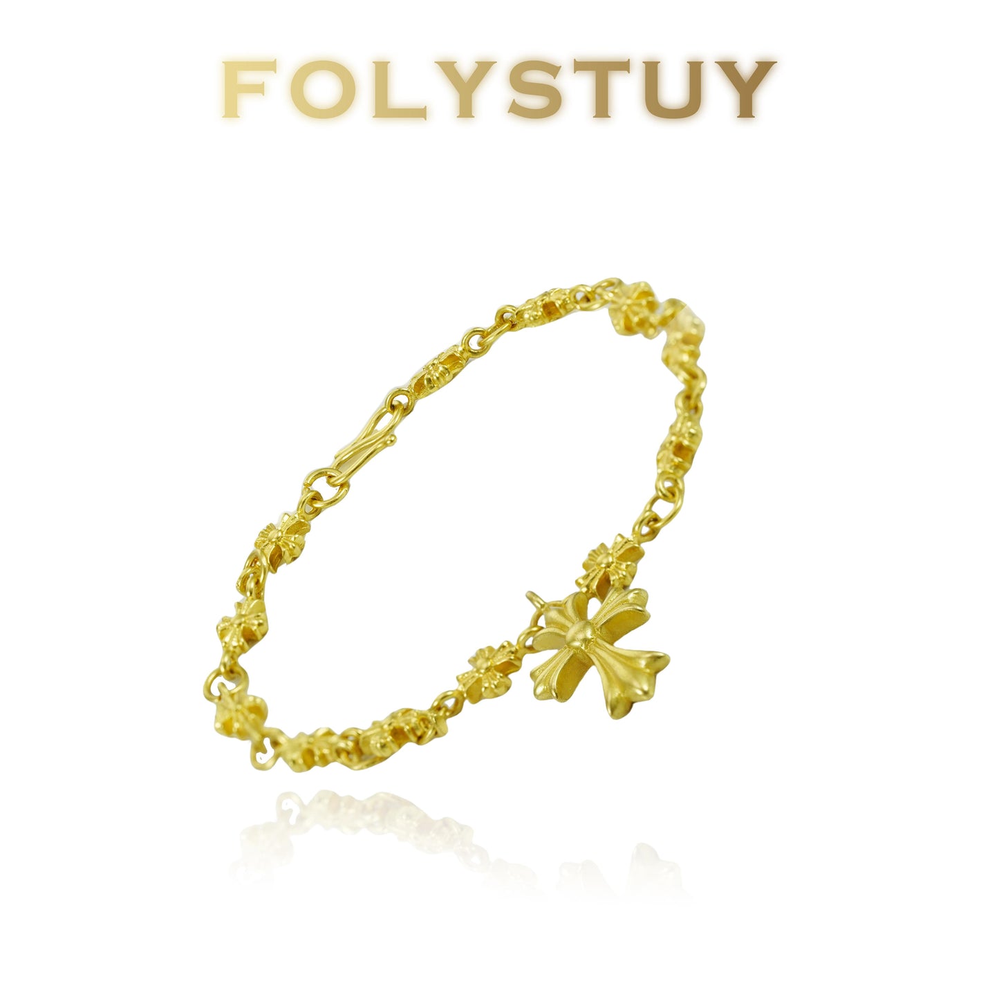 【FOLYSTUY (YNW13)】24k gold filled Cross Bracelet Fashion Unisex Bracelet